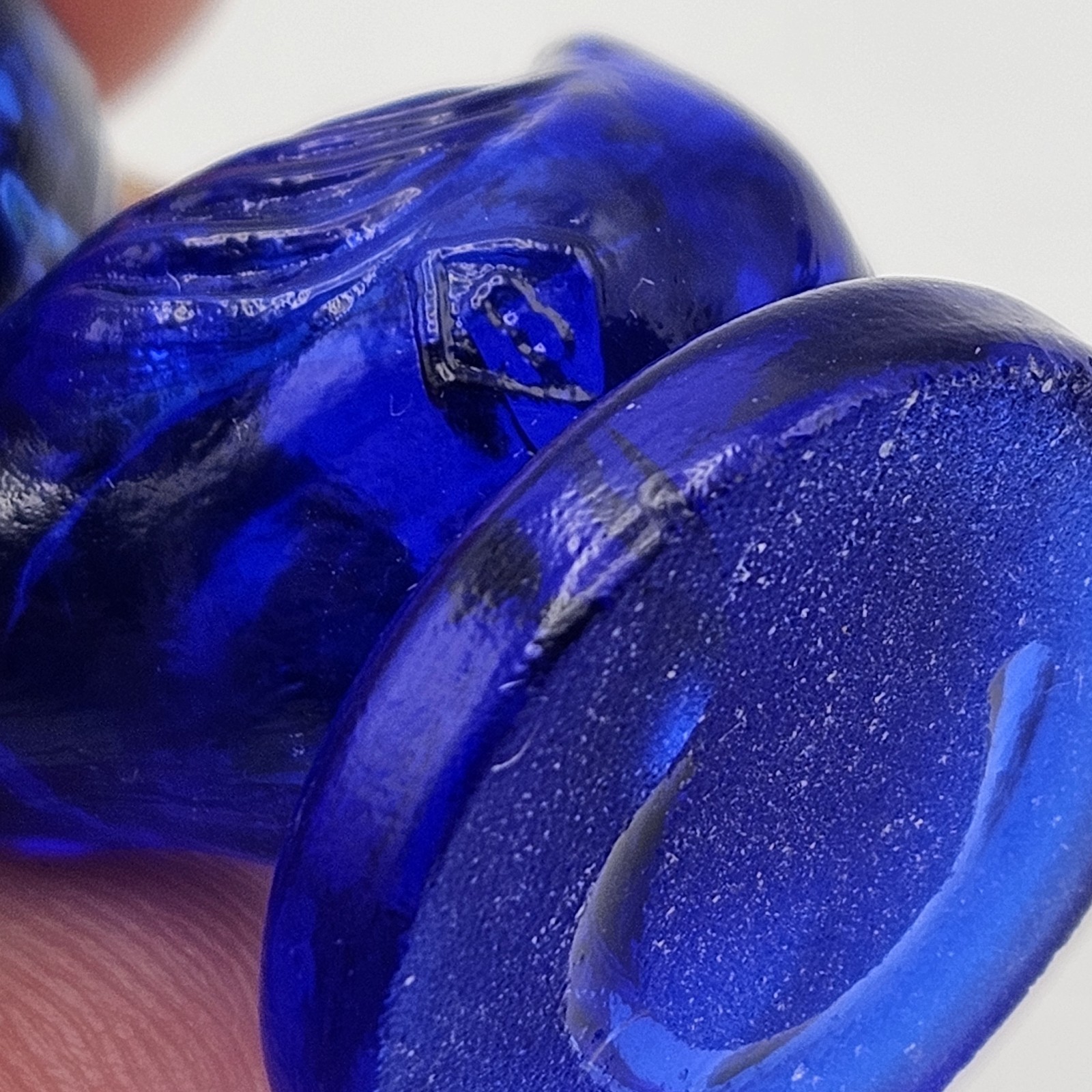 Boyds Glass ~ Debbie Duck Duckling ~ Cobalt Blue ~ Chip On Beak
