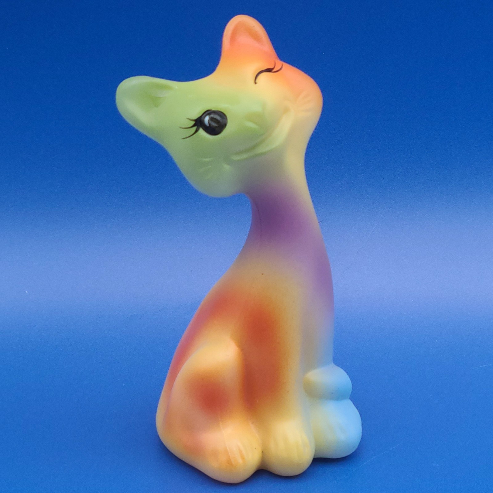Fenton Vintage FAGCA Limited Ed Tie Dye Happy Kitty 4″ S. Hughes FREE SHIPPING