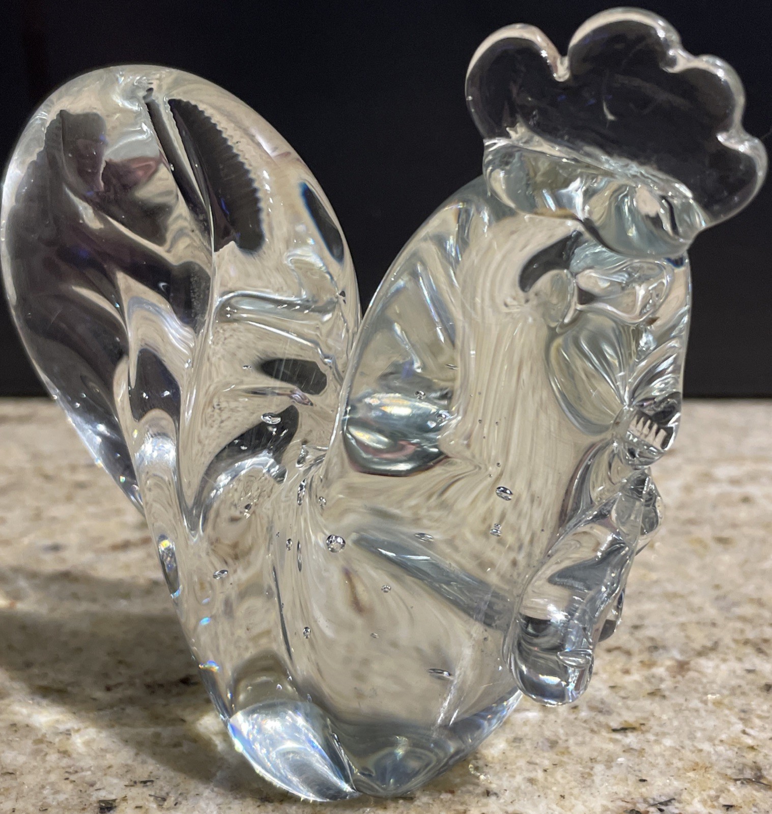 Vintage Crystal ROOSTER Figurine KristalColor 24% Pb Made in Italy (3.25”)
