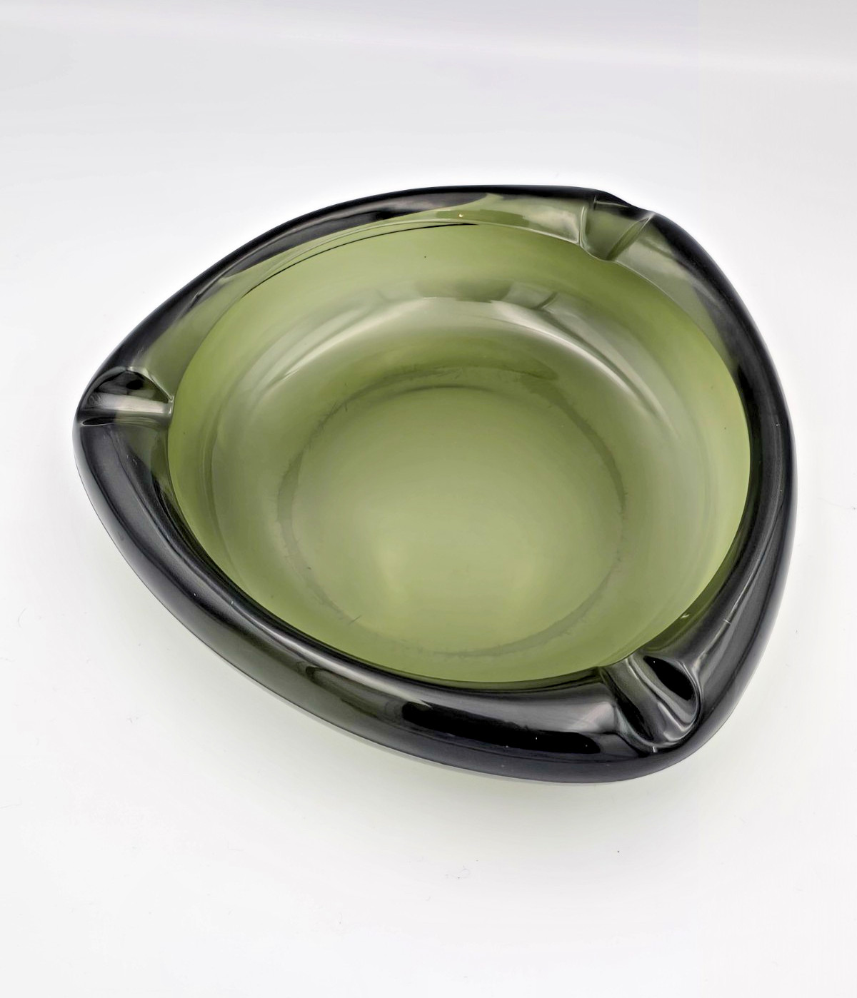 Classic Italian Murano Green Glass Ashtray Cigar MCM 1950’s 3lb 7oz Man Men Desk