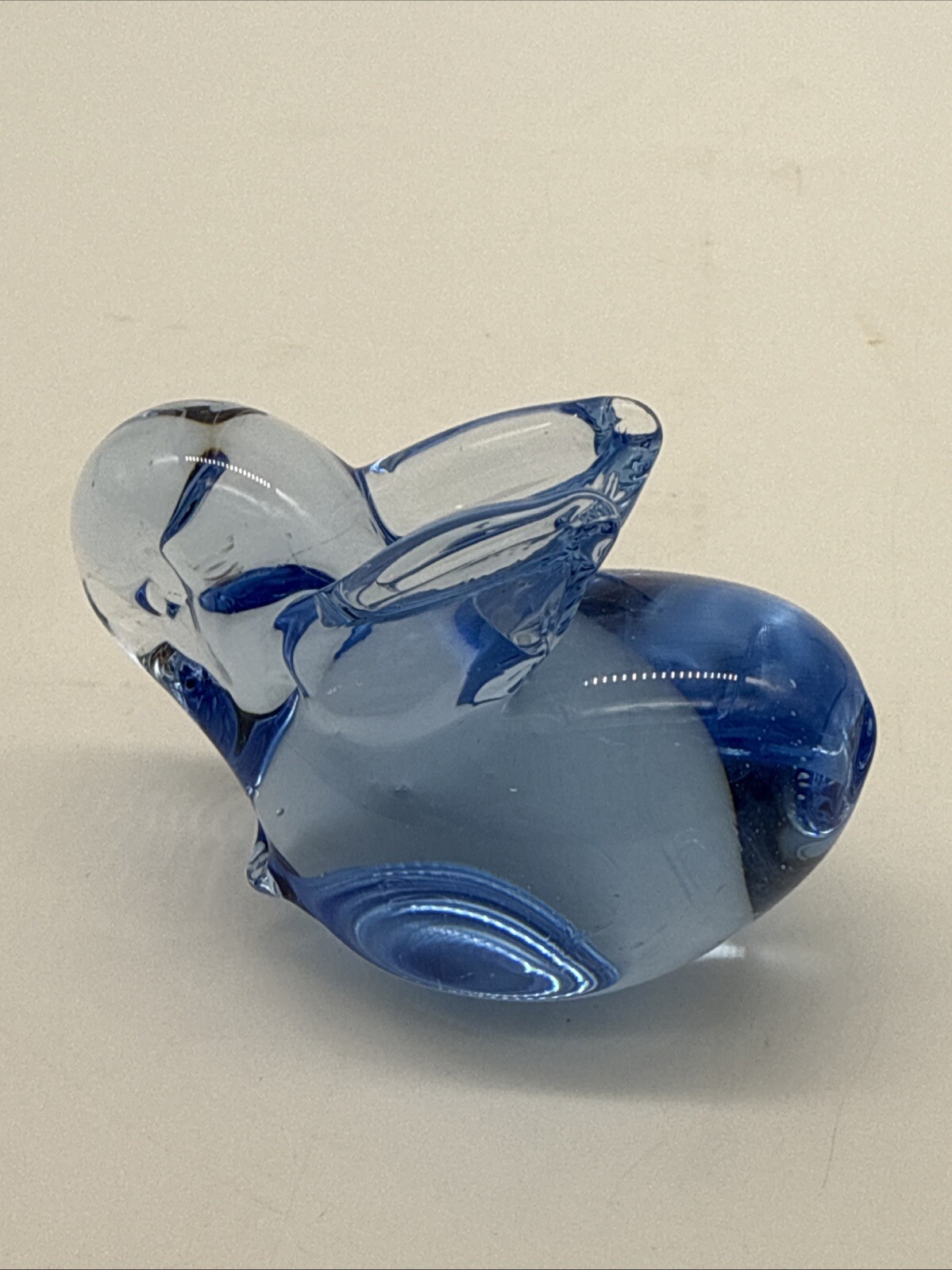 US Commemorative Fine Art Gallery COBALT BLUE Glass BUNNY 3” Paper Weight
