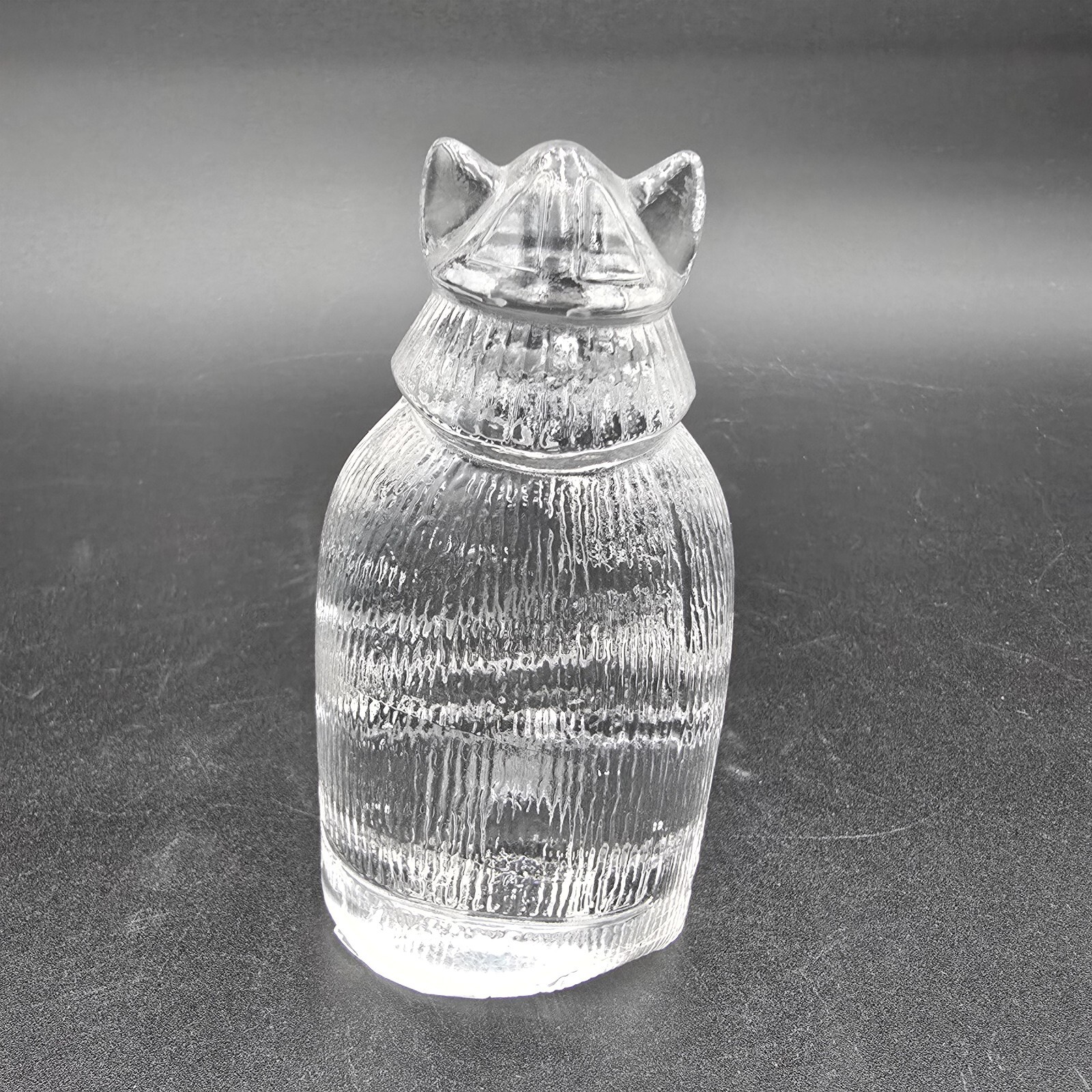 Scandinavian Swedish Art Glass Viking Figurine Lindshammar Clear Glass 4.5″