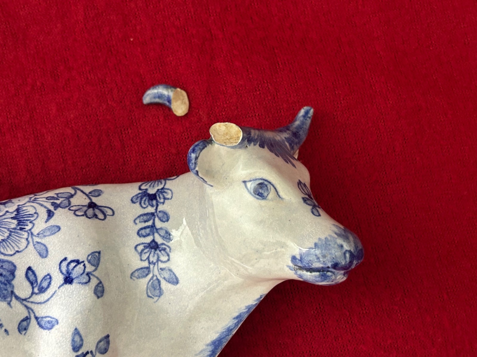 Dutch Delft – Blue & White Cow Figure – Slight Damage – Sold As Is