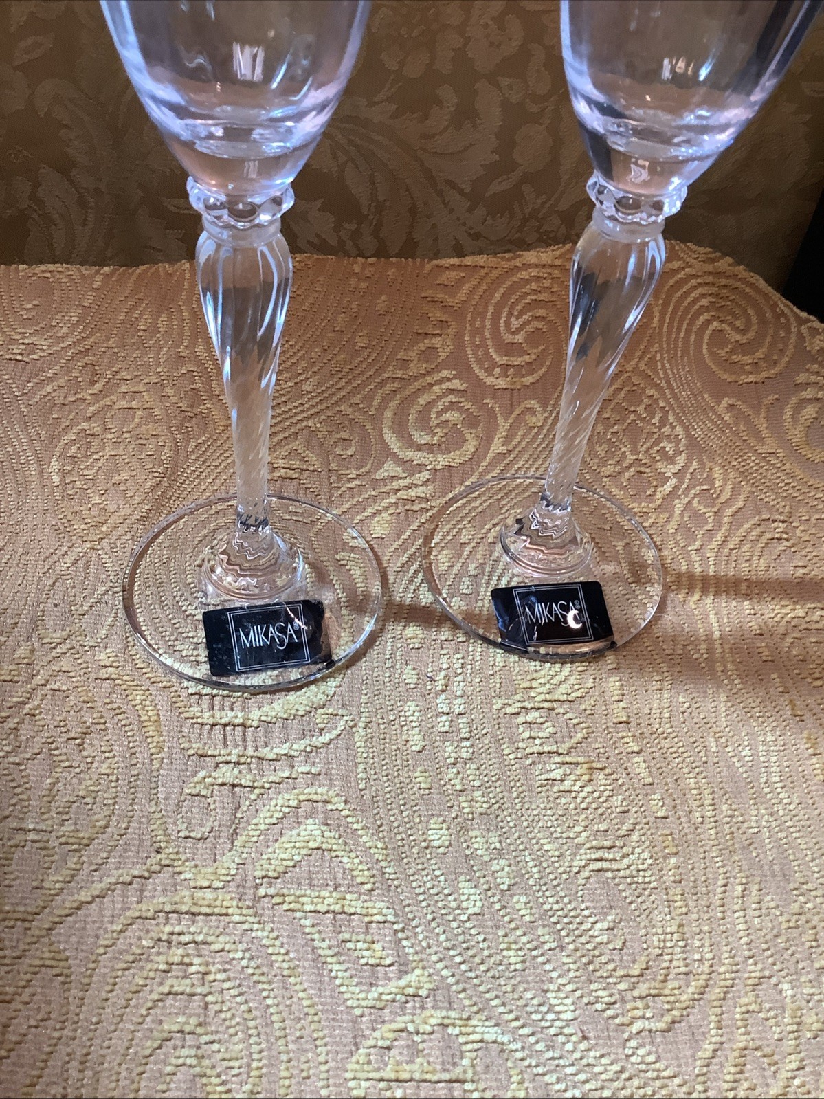 2x Set Mikasa 9.5” Clear Crystal Traviata Champagne Flute Glasses T 6055-007