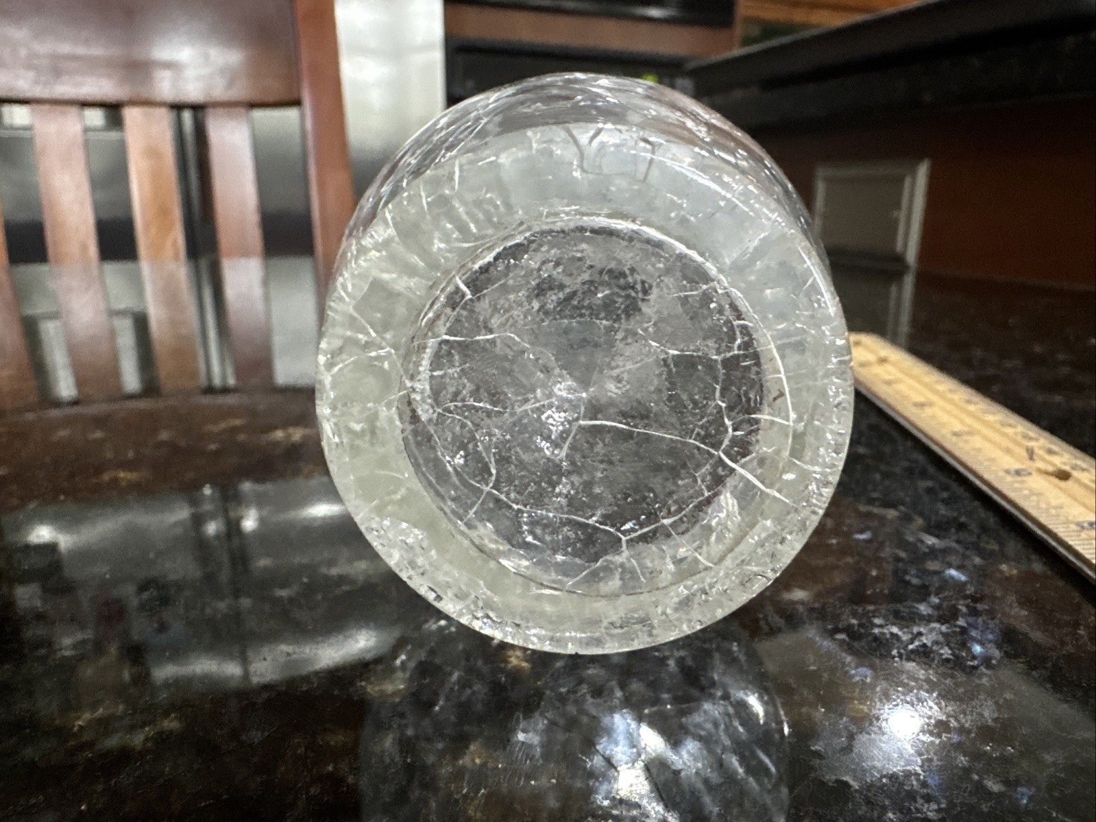 Vintage Clear Crackle Glass Bud Vase 8″