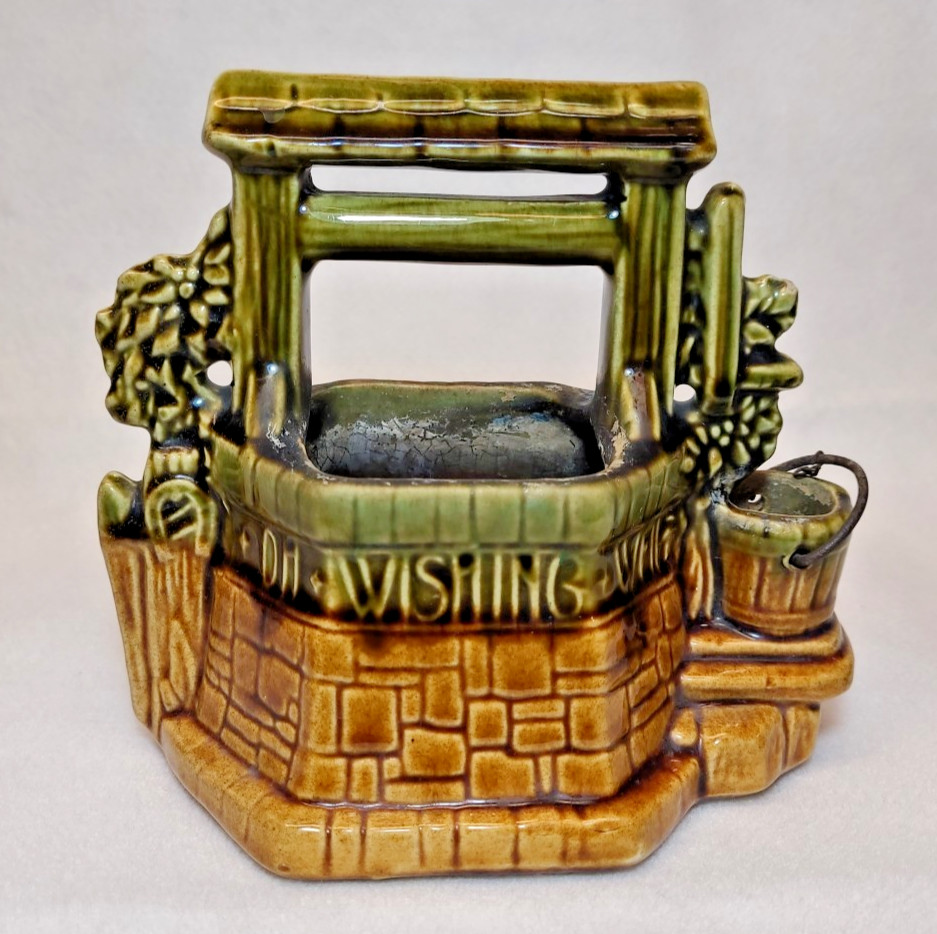 Vintage McCoy Pottery Wishing Well Planter, 1950- , Handle, No Chain