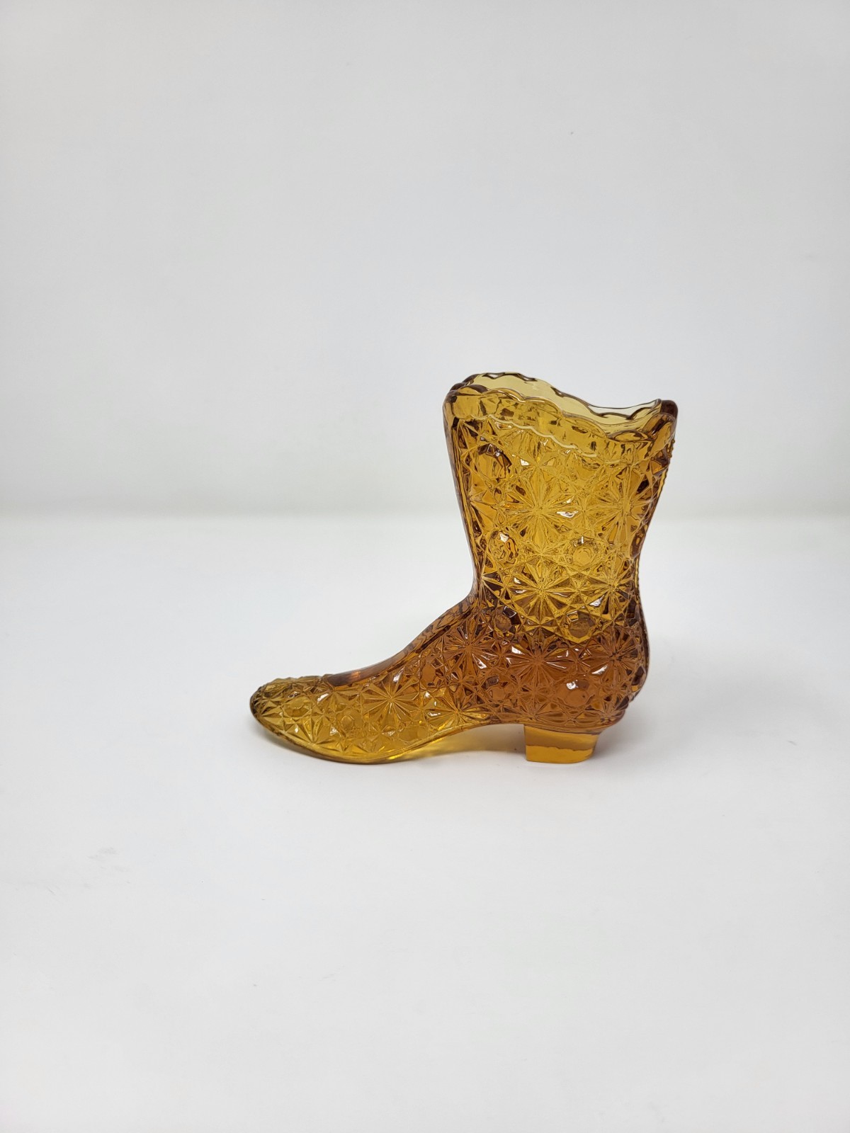 Fenton Daisy And Button Amber Yellow Glass Boot