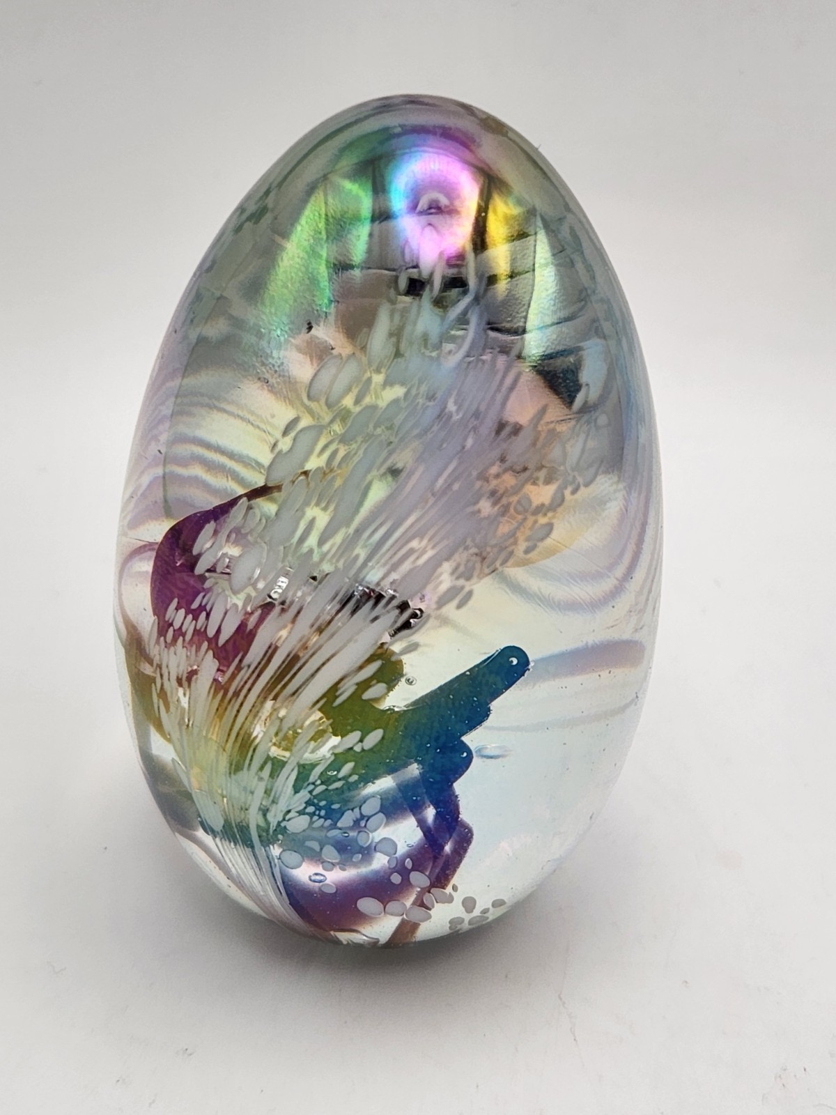Vintage 1983 GES Glass Eye Studio MSH Mount St Helen Ash 2.5″ Egg Paperweight