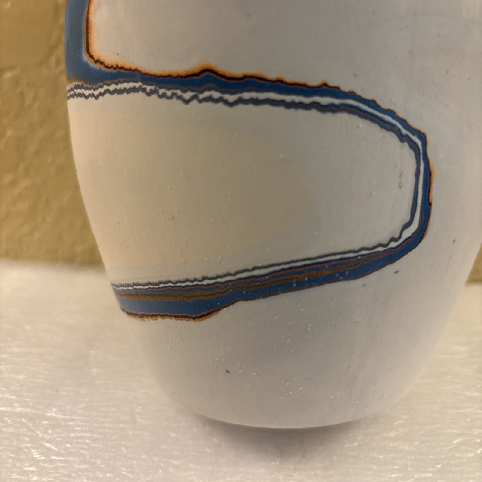 7.1/4” NEMADJI POTTERY VASE TURQUOISE Brown UNGLAZED Signed (g3