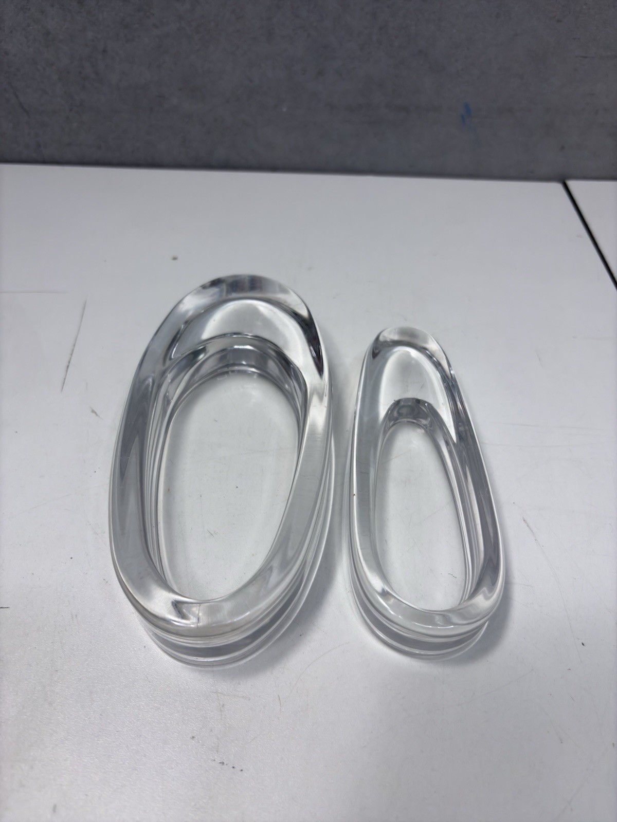Vintage Dansk Clear Crystal Teardrop Ashtray Catchall Dish Set of 2