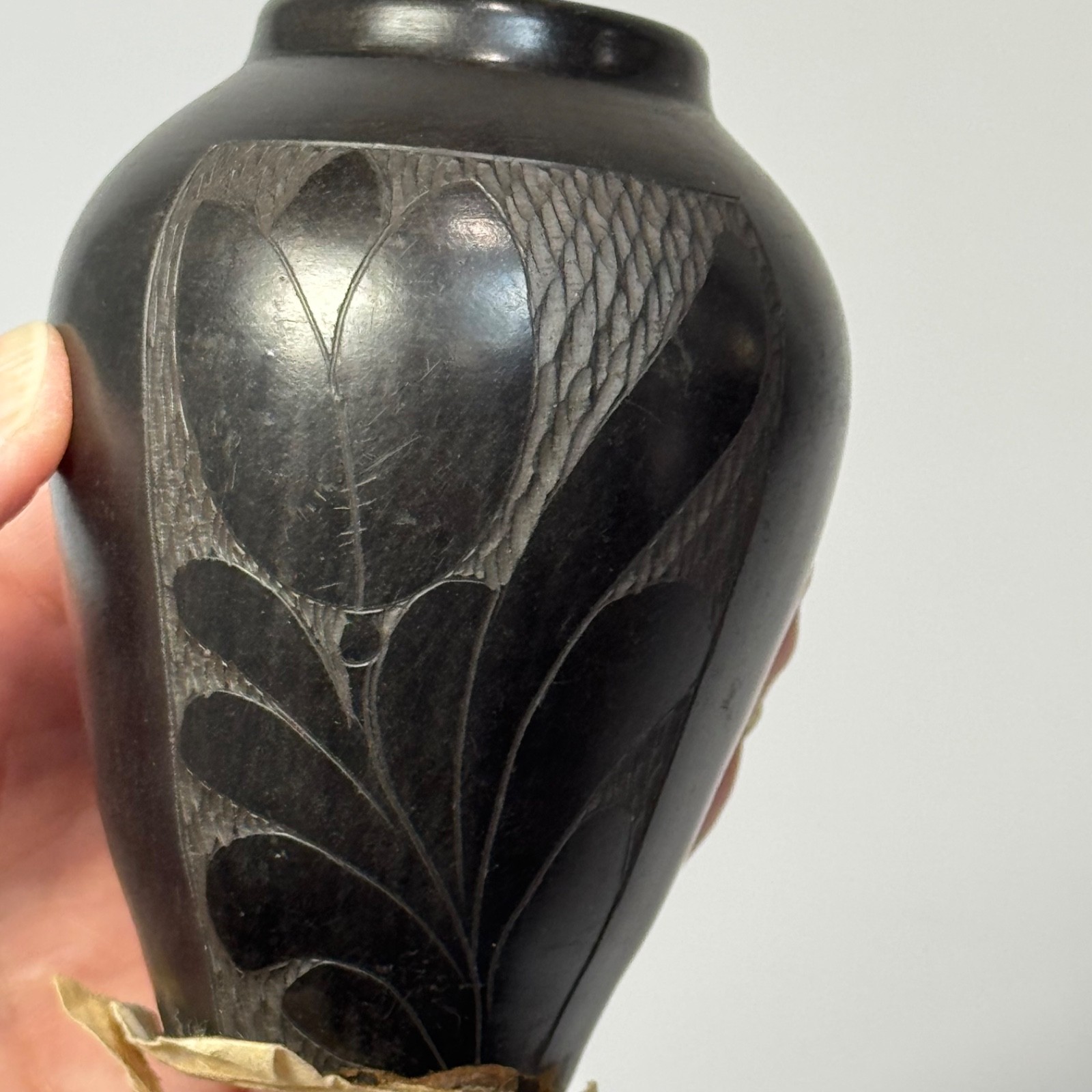 Romanian Folk Art Ceramic Vase Cold War Era OCMAD Export 1972 Incised