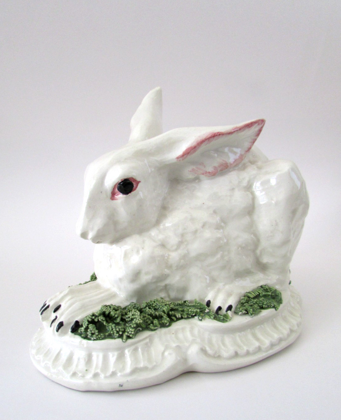 Vintage Italy White Easter Rabbit Majolica Figure