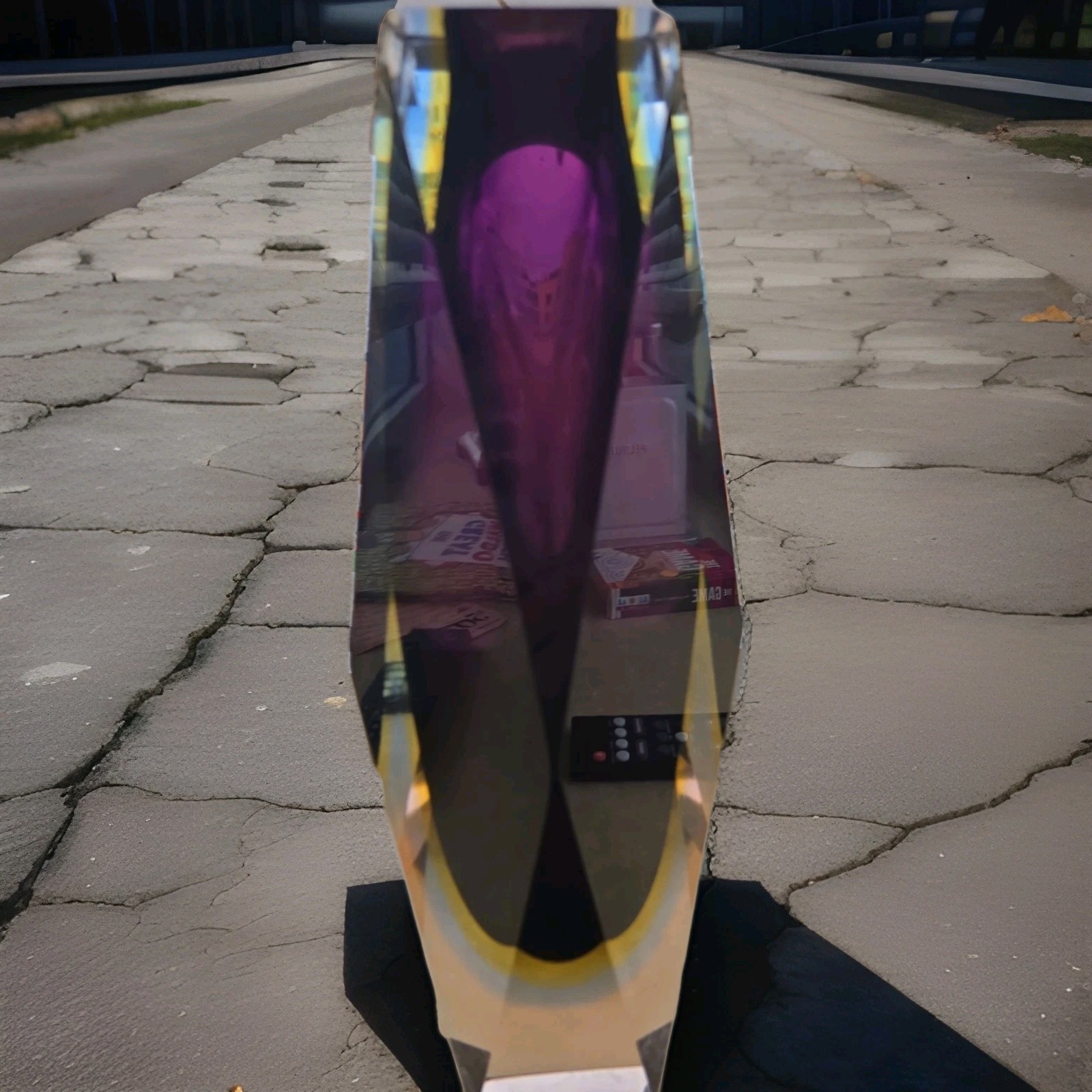 Vintage Murano Glass Purple & Gold Faceted Vase Luigi Mandruzzati Italy 11.75″ T