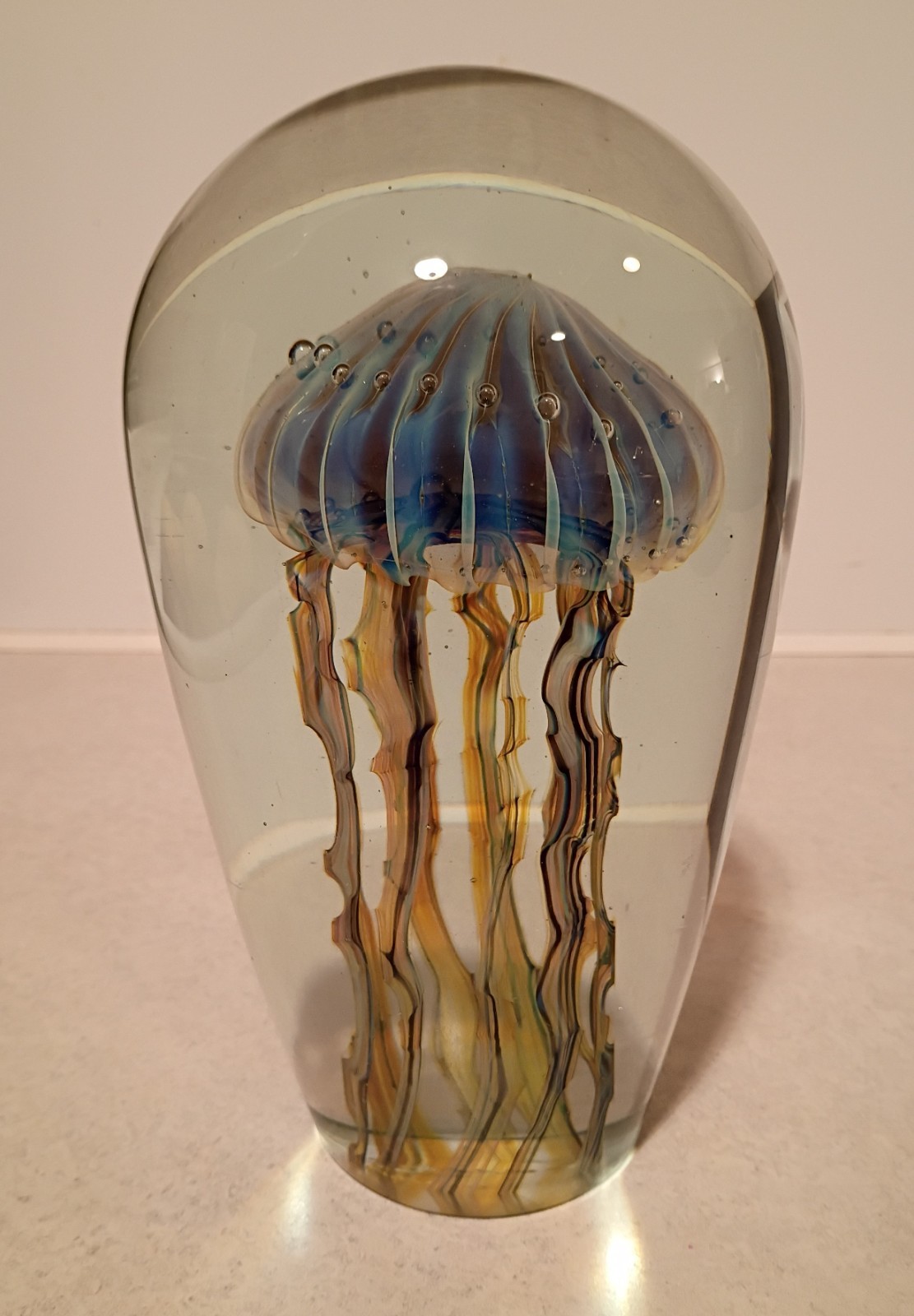7.5″ 2005 Signed Robert Eickholt 7 Pound Jellyfish Art Glass Paperweight