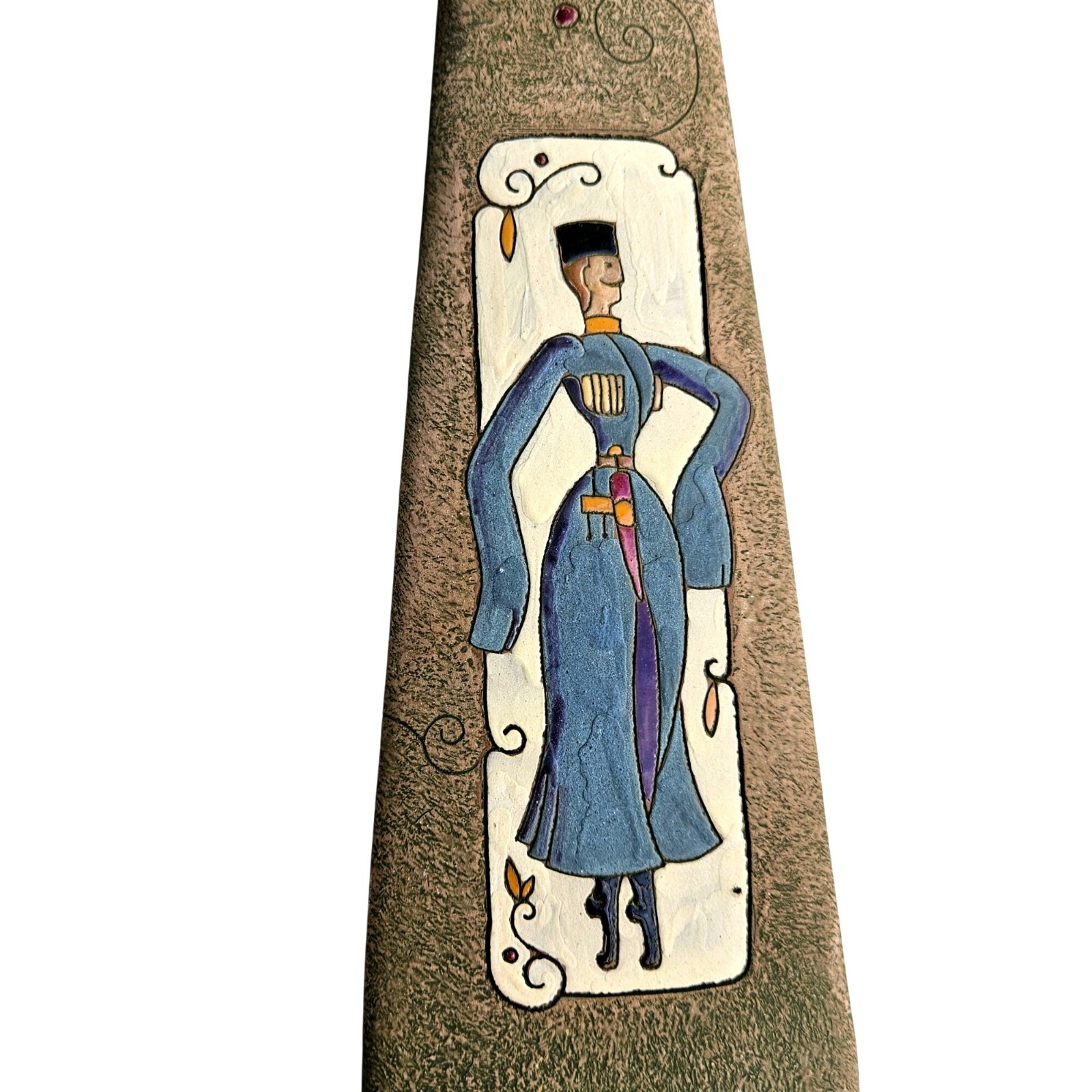 Vintage Georgian Folk Dancer Pottery Vase Studio Art Ceramic Chokha 9″