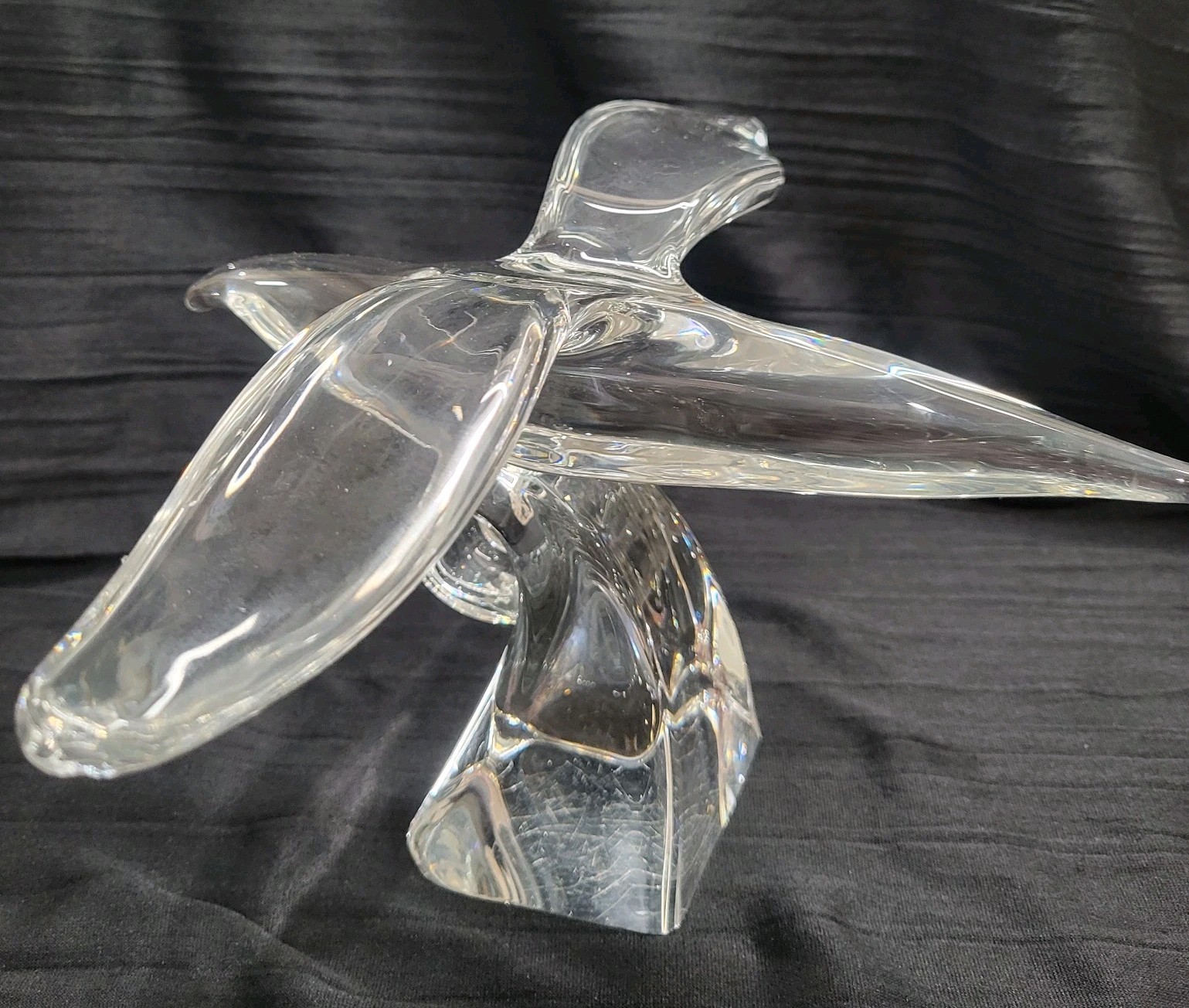 Steuben Glass Flying Seagull Figurine Signed By Lloyd Atkins READ!! HUGE HEAVY
