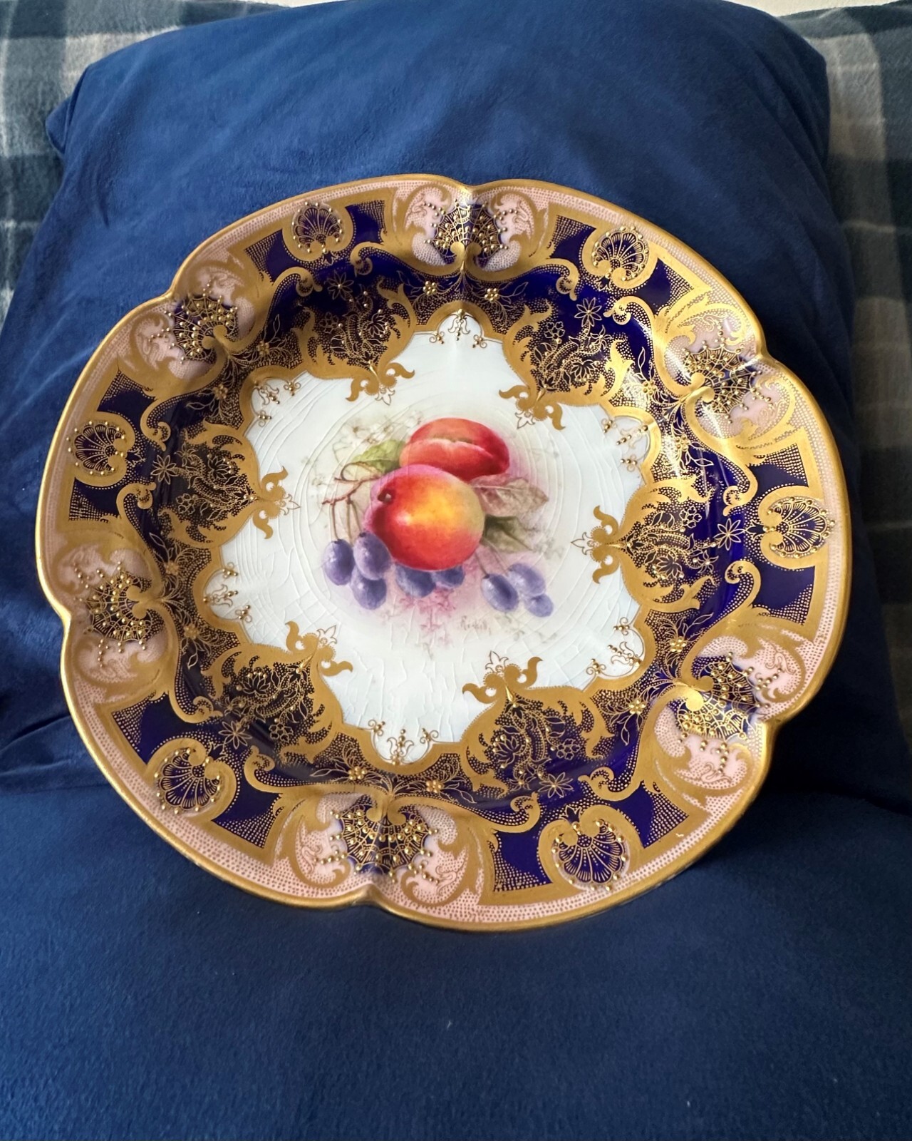 Royal Worcester Hand Painted ‘Fallen Fruits’ Dessert Plate, 25cm: by Ricketts