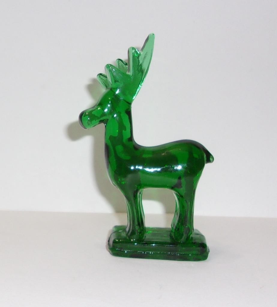 Mosser Glass Emerald Green Christmas Reindeer Deer Rudolph Fawn Figurine