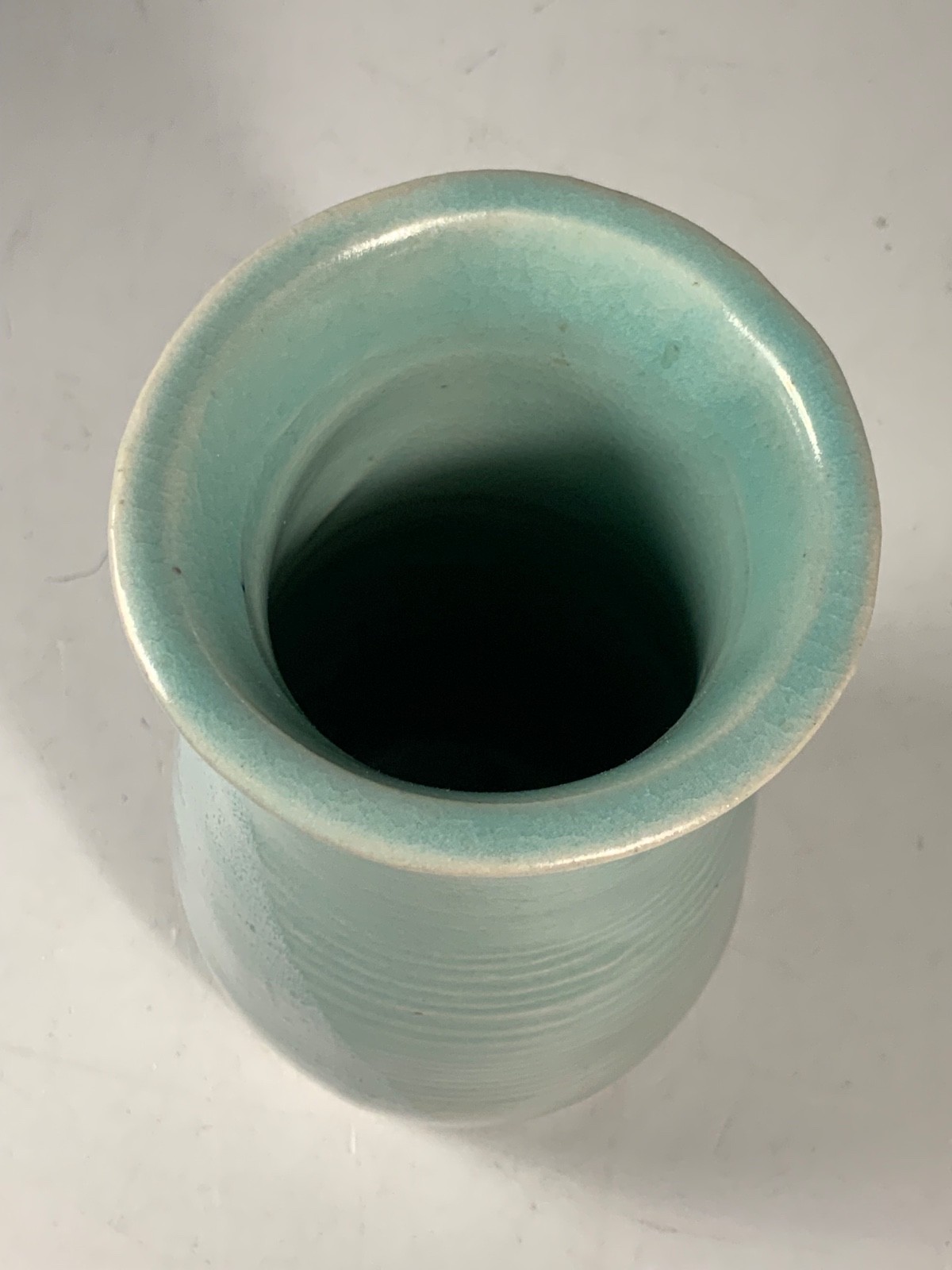 Vintage Robins Egg Blue Art Pottery Vase Signed 6.25″