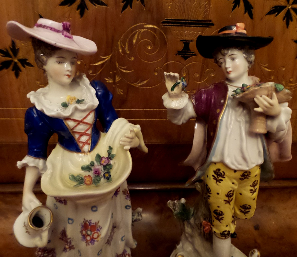 CHELSEA PAIR Porcelain Hand Painted figurines England Gold Anchor Hallmark