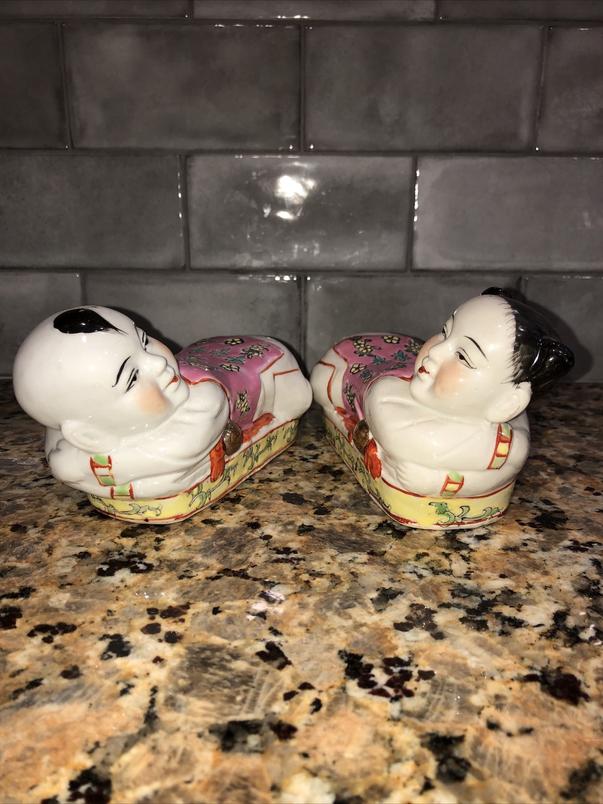 2 Vintage Statues Asian BUDDHA Couple