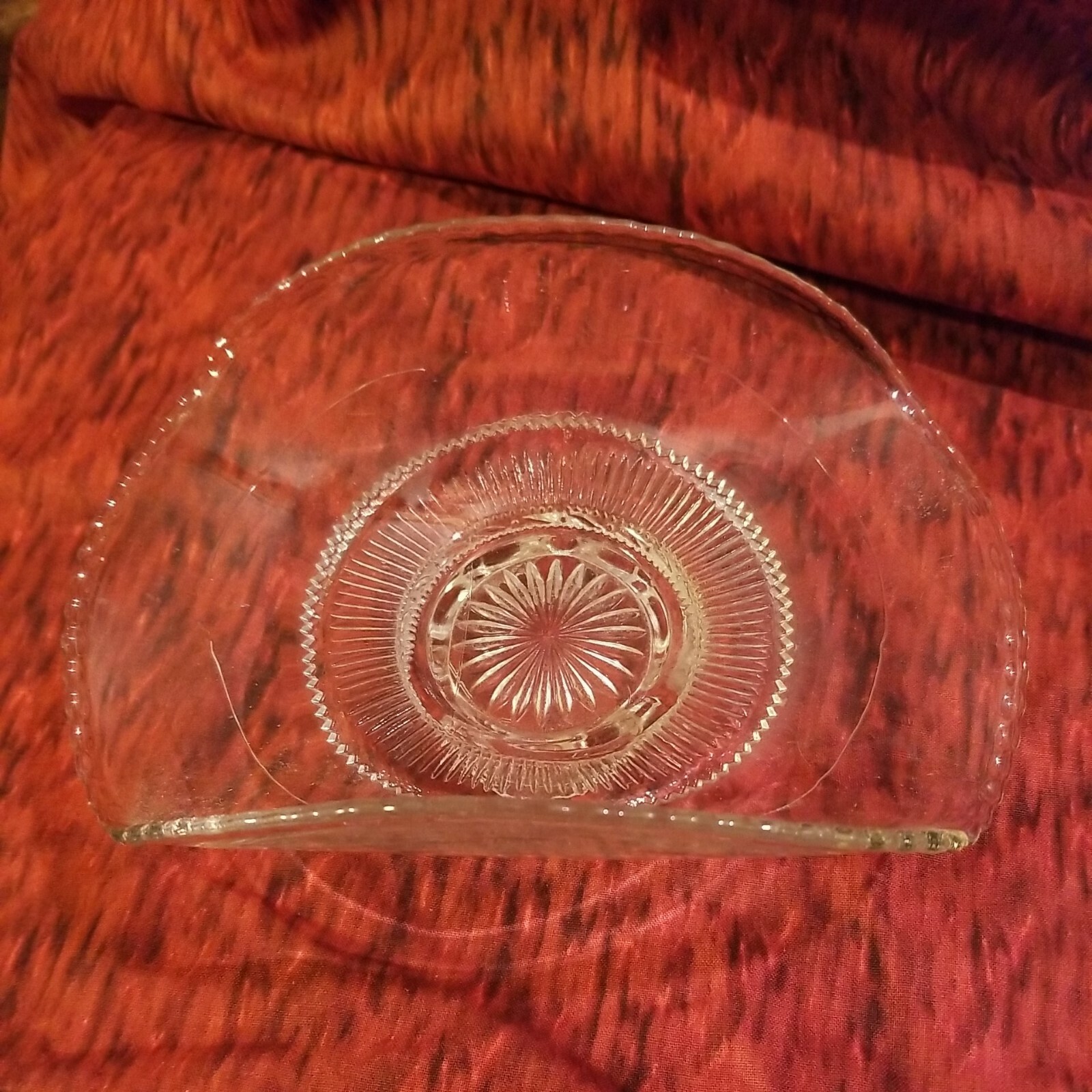 Vintage Clear Glass Basket 7 1/4″ Long 4 1/8″ Wide 3 1/4″ Tall