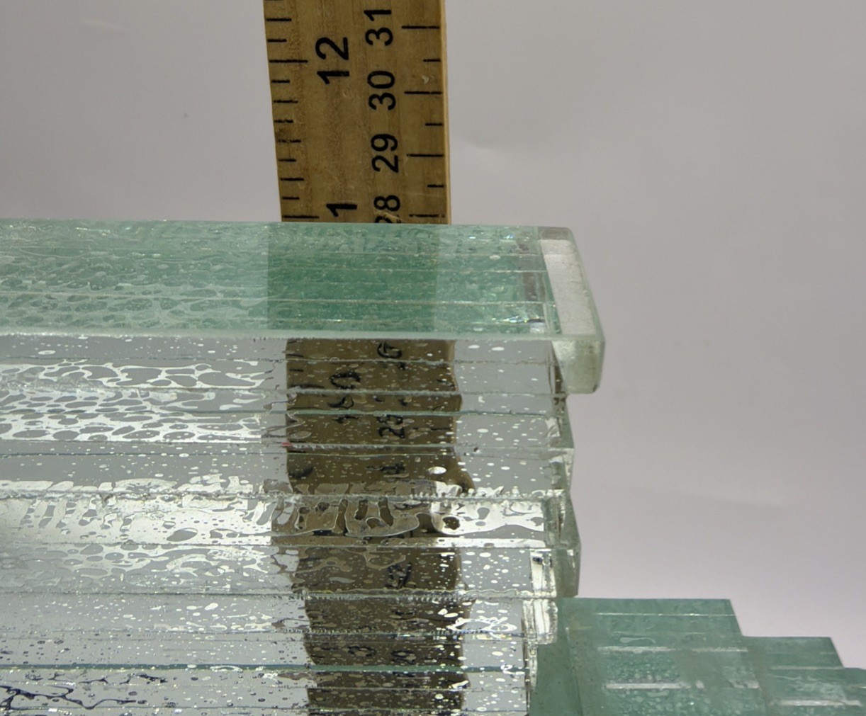 Vintage Stacked Glass Art Shape Of Texas Statue Sculpture Figure MCM Art Decor