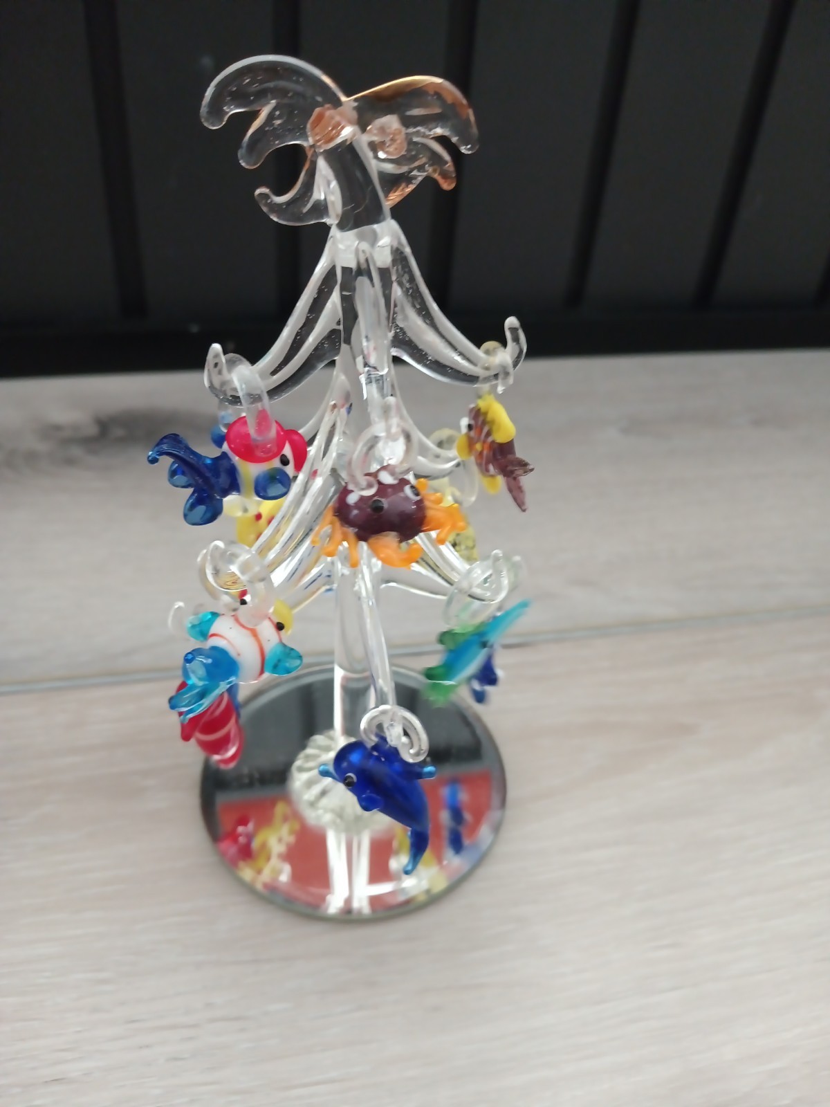 Stunning Blue Sea Life Glass Christmas Tree Hand-Blown 7.75″ Nautical Decor READ