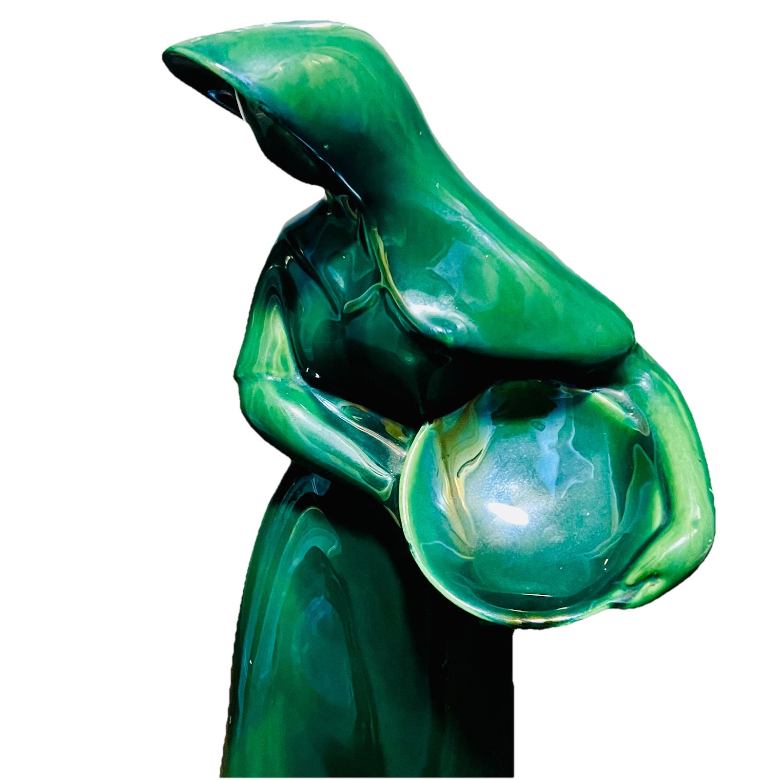 Vtg 50’s Royal Haeger Harvest Female Figurine Peasant Statue Ceramic Green 17”