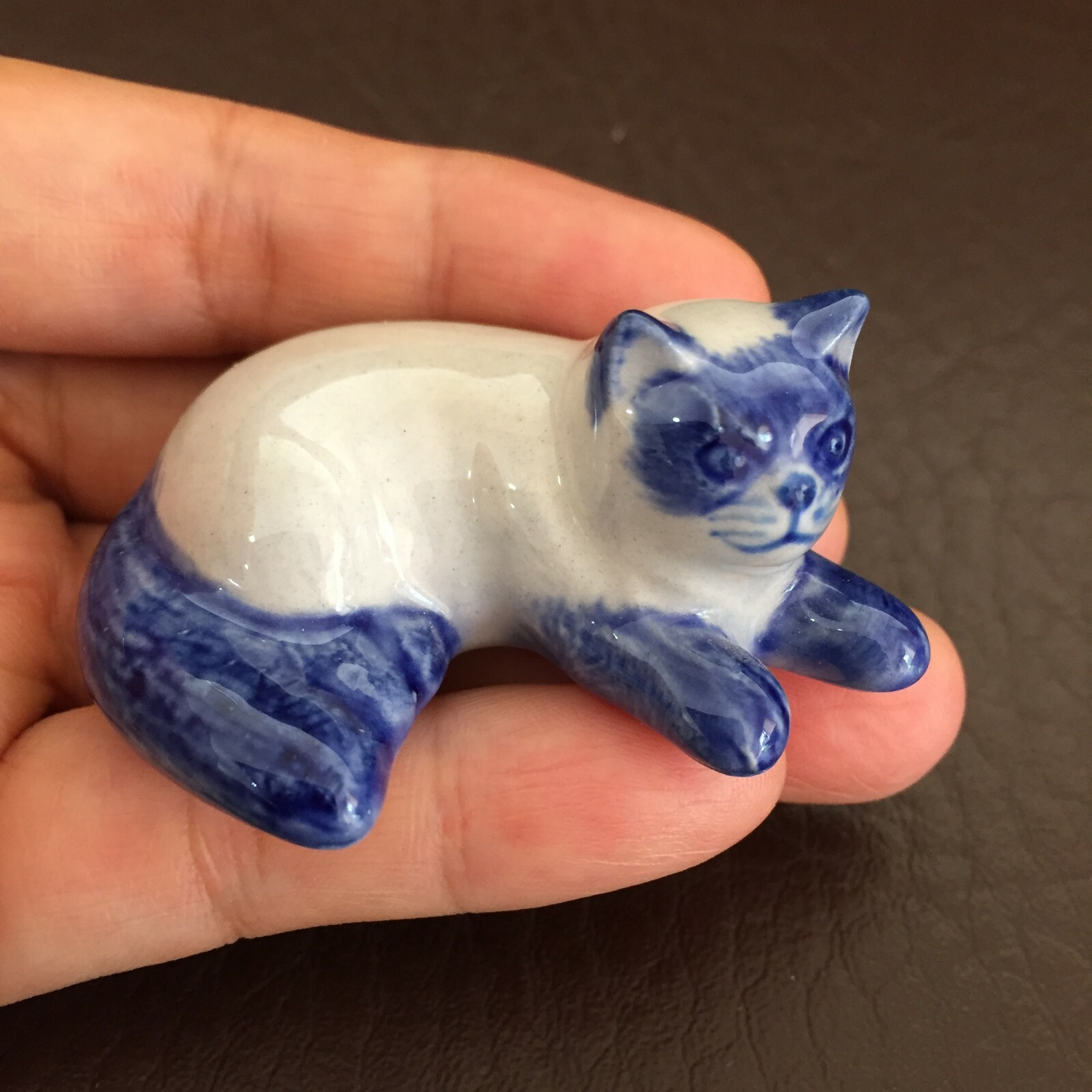 persian cat delft blue ceramic porcelain 1pc miniature other variation figurine