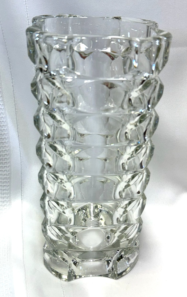 Vintage J.G. Durand Windsor Luminarc Crystal Glass Vase Geometic Cubist Design