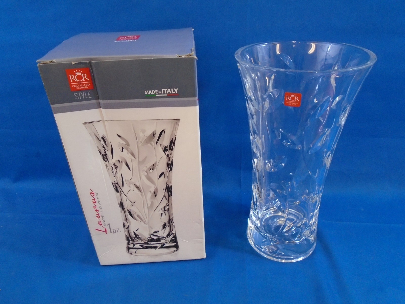 RCR Italian Crystal Laurus Vaso Vase Centrepiece Flowers Gift Twisted 25cm