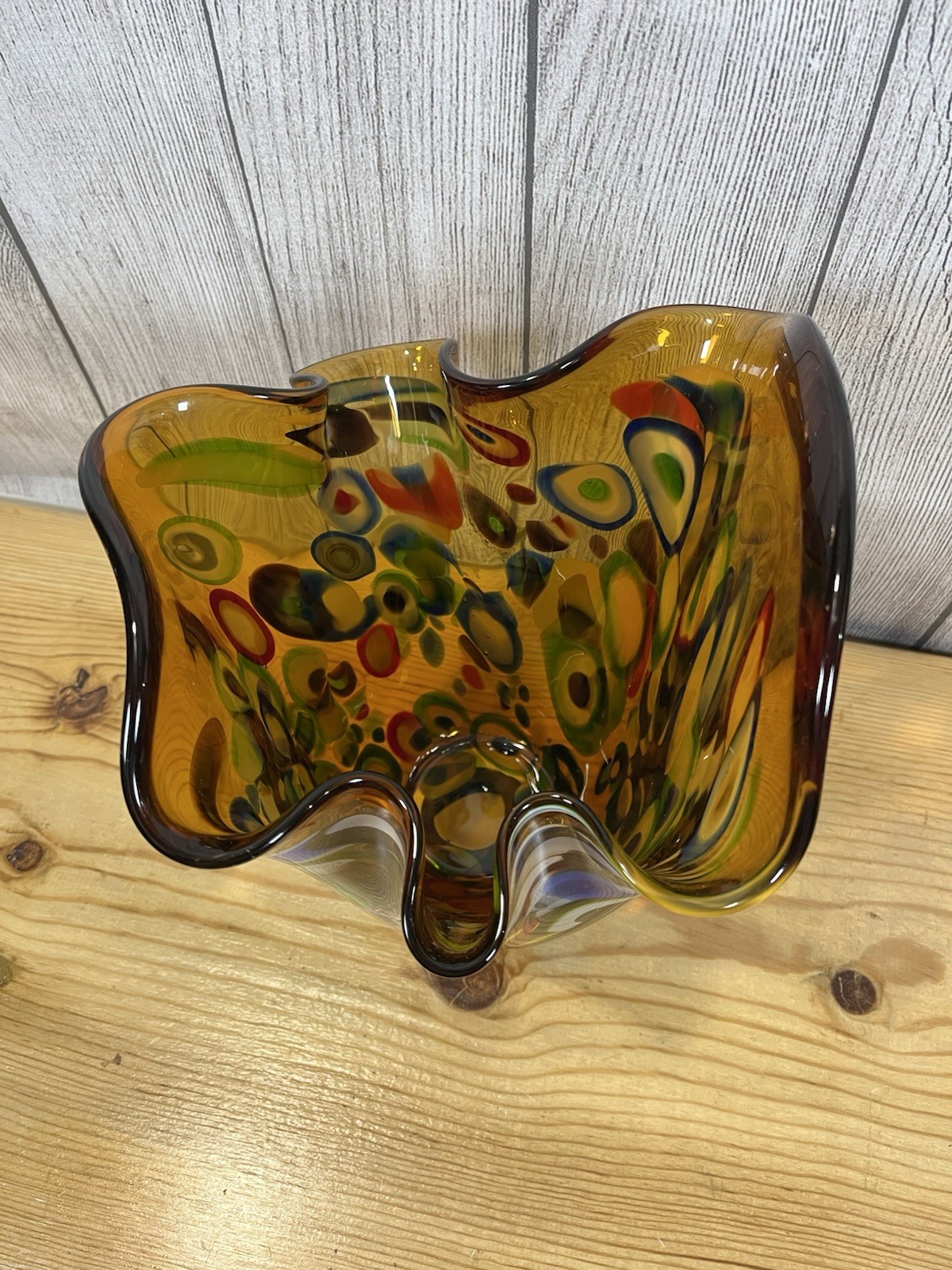 Gorgeous Vintage Murano Style Art Glass Vase. Home Decor. Heavy, Weighs 8lbs