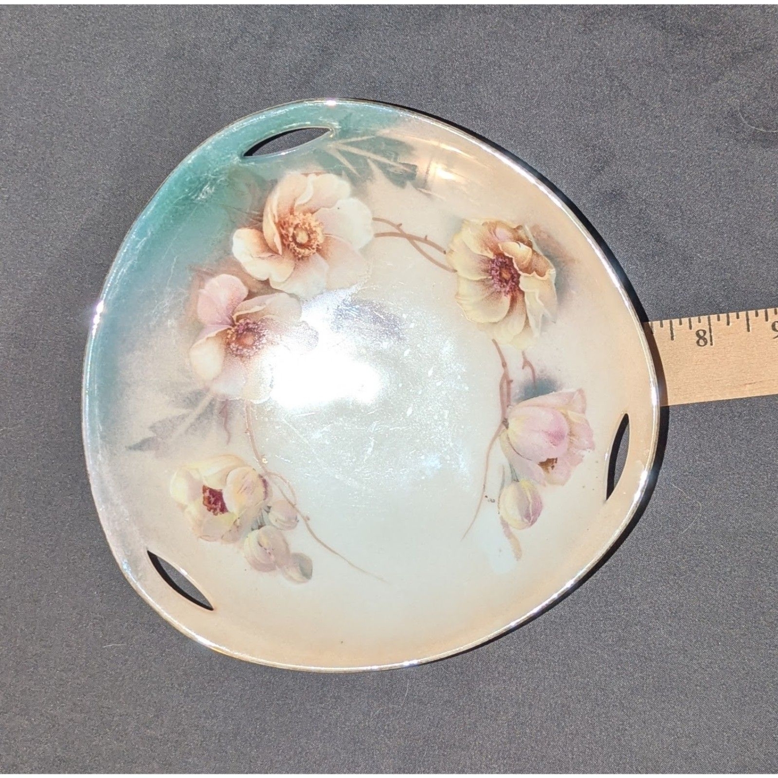 Antique c1910 RS (Reinhold Schlegelmilch) Germany Tringle Shape Floral Tray