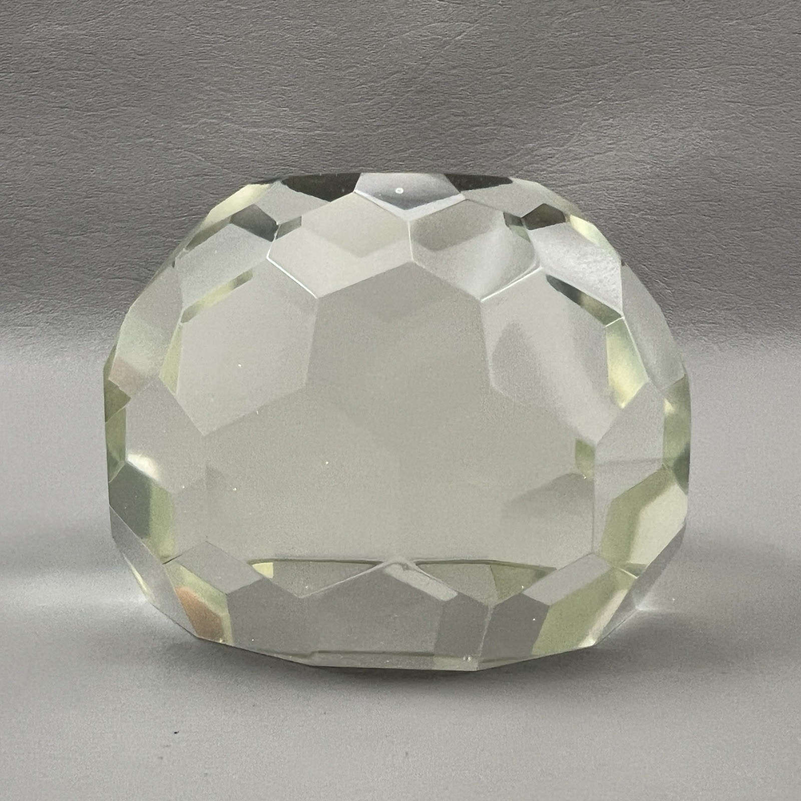 Multi Faceted Geometric Art Glass Sphere Paperweight 3″x2.5″ Honeycomb