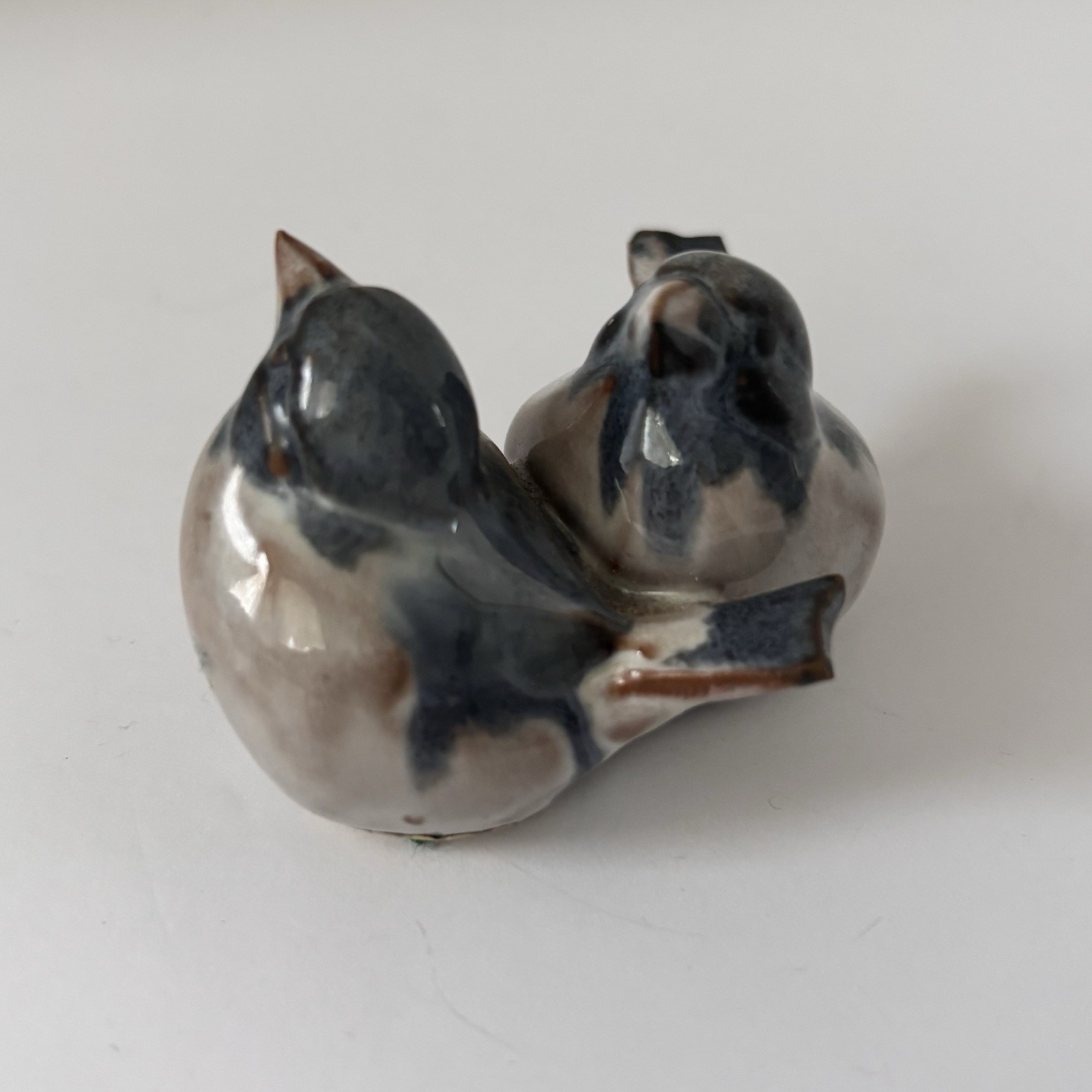 Pair of Dissings Keramik Hovedgaard Porcelain Blue Birds Made in Denmark