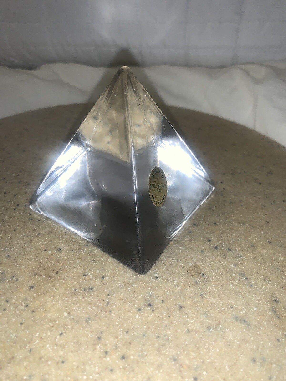 VTG Bleikristall Lead Crystal Glass Paperweight 24% PbO Pyramid Shape