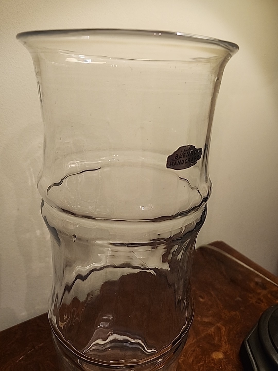 MCM Blenko Handcraft Bamboo Vase Don Shepard Design 15” W OG Label