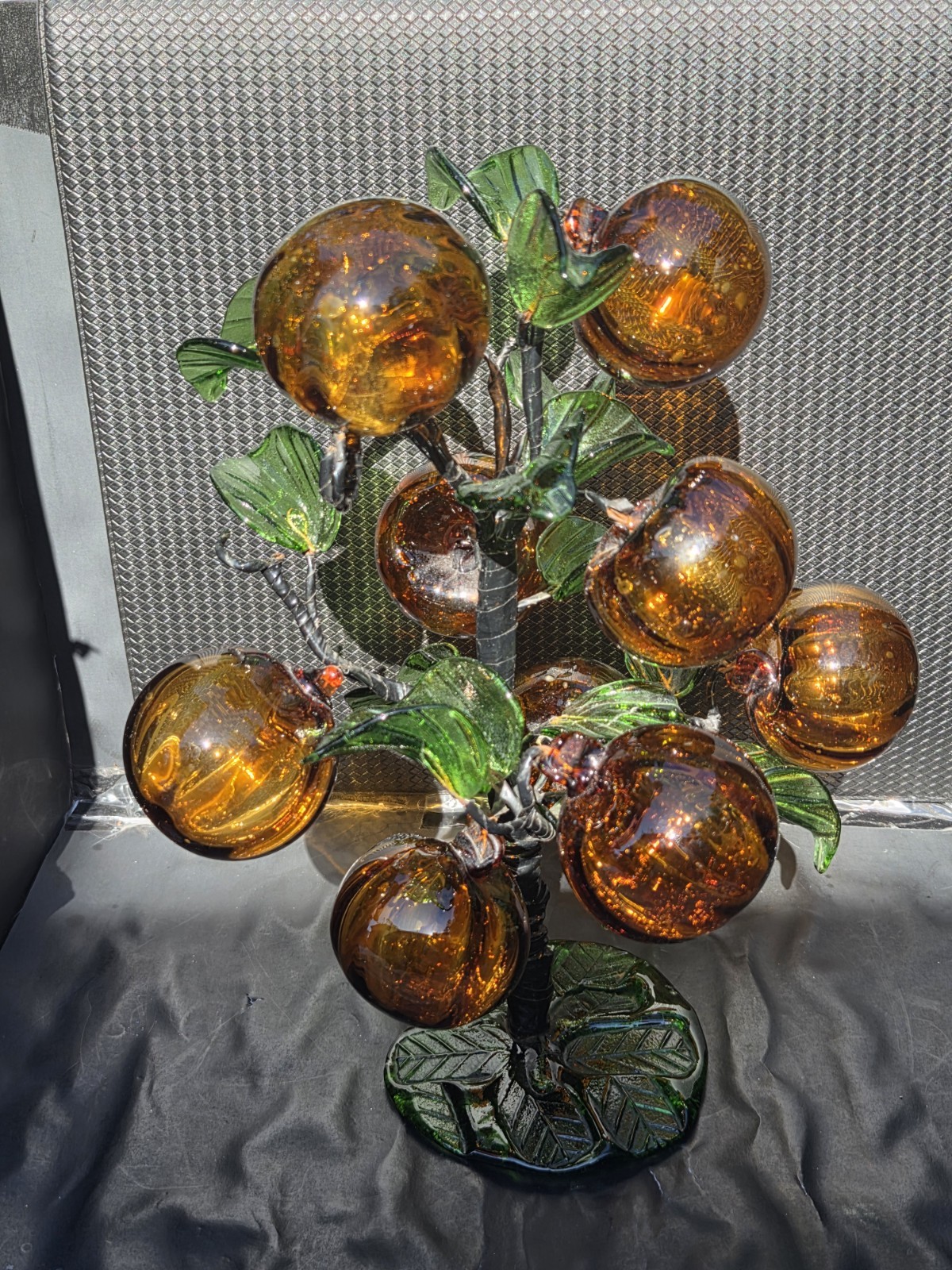 Murano Glass Chinoiserie Fruit Tree Large Blown Glass 14” 1950’s Italian