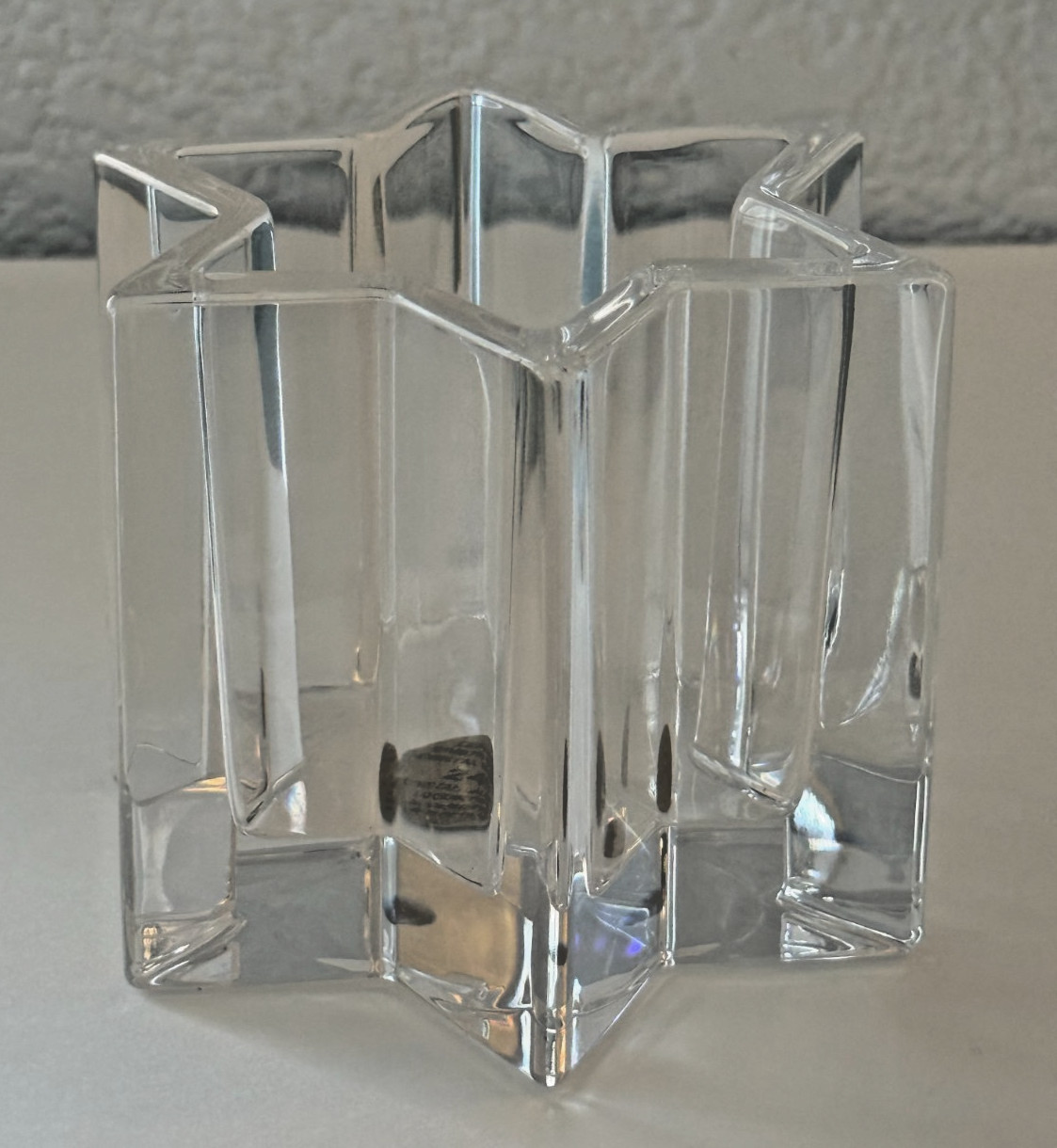 RCR Royal Crystal Rock Clear Star 24% Lead Crystal Votive Holder Italy 14.9oz