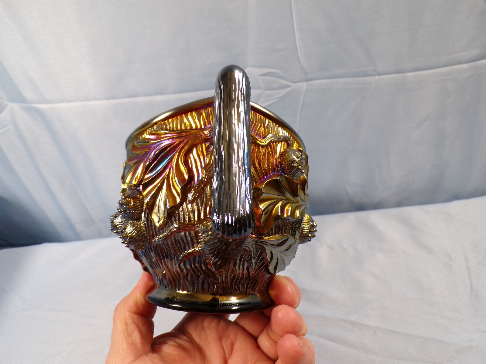 Northwood Amethyst Carnival Glass Acorn Burrs Spooner Vase