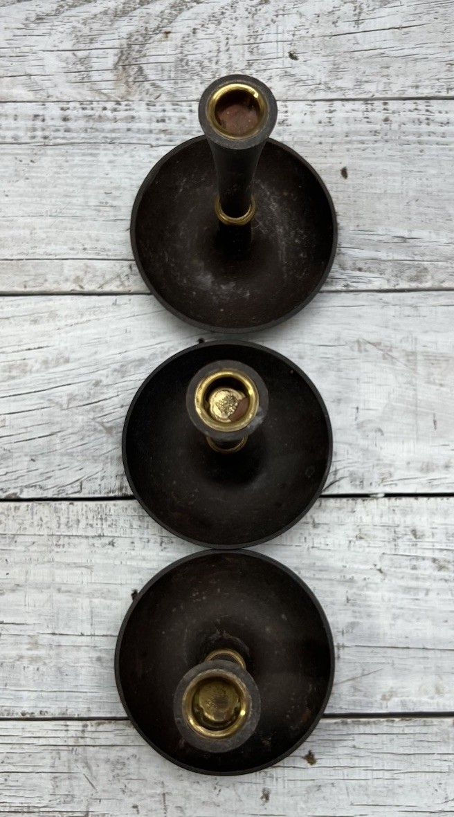 Vintage Dansk Denmark Jens Quistgaard JHQ Cast Iron Candle Holders Set 3 🖤