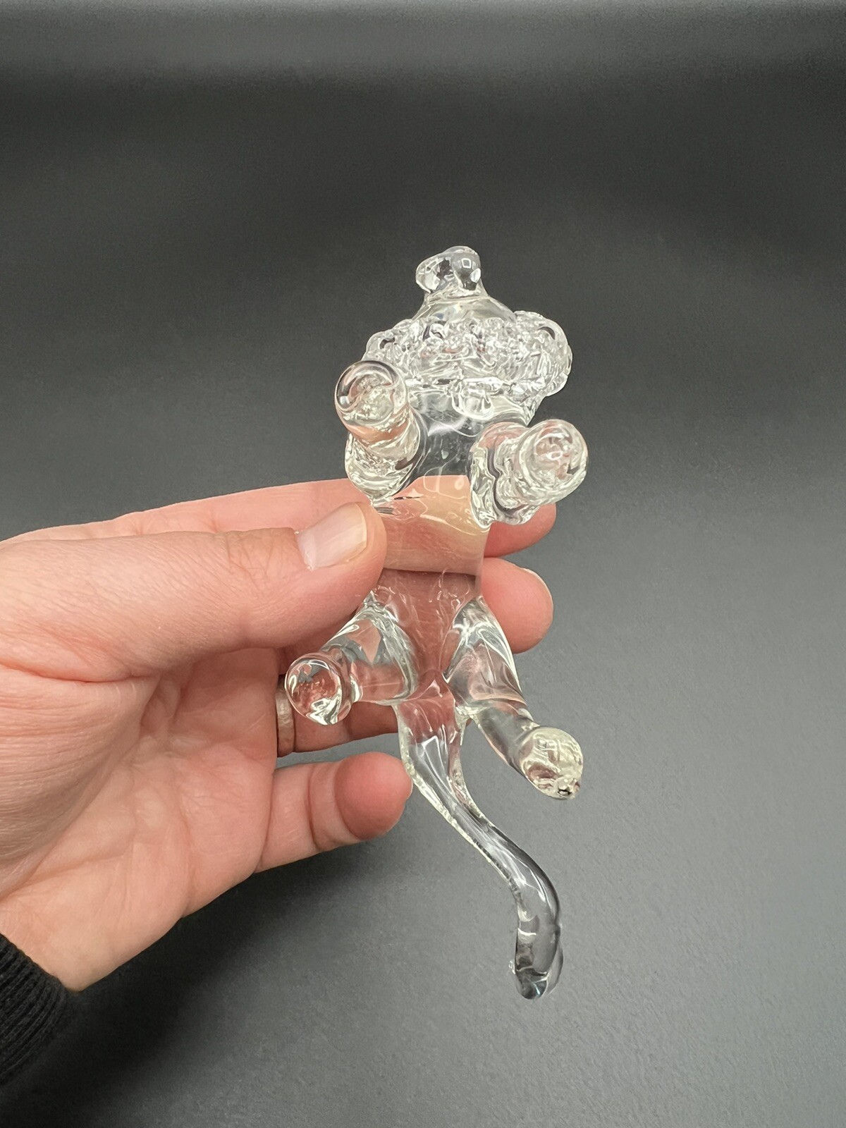 Clear Hand Blown Art Glass Lion 2.5” and Unicorn 4” Figurine