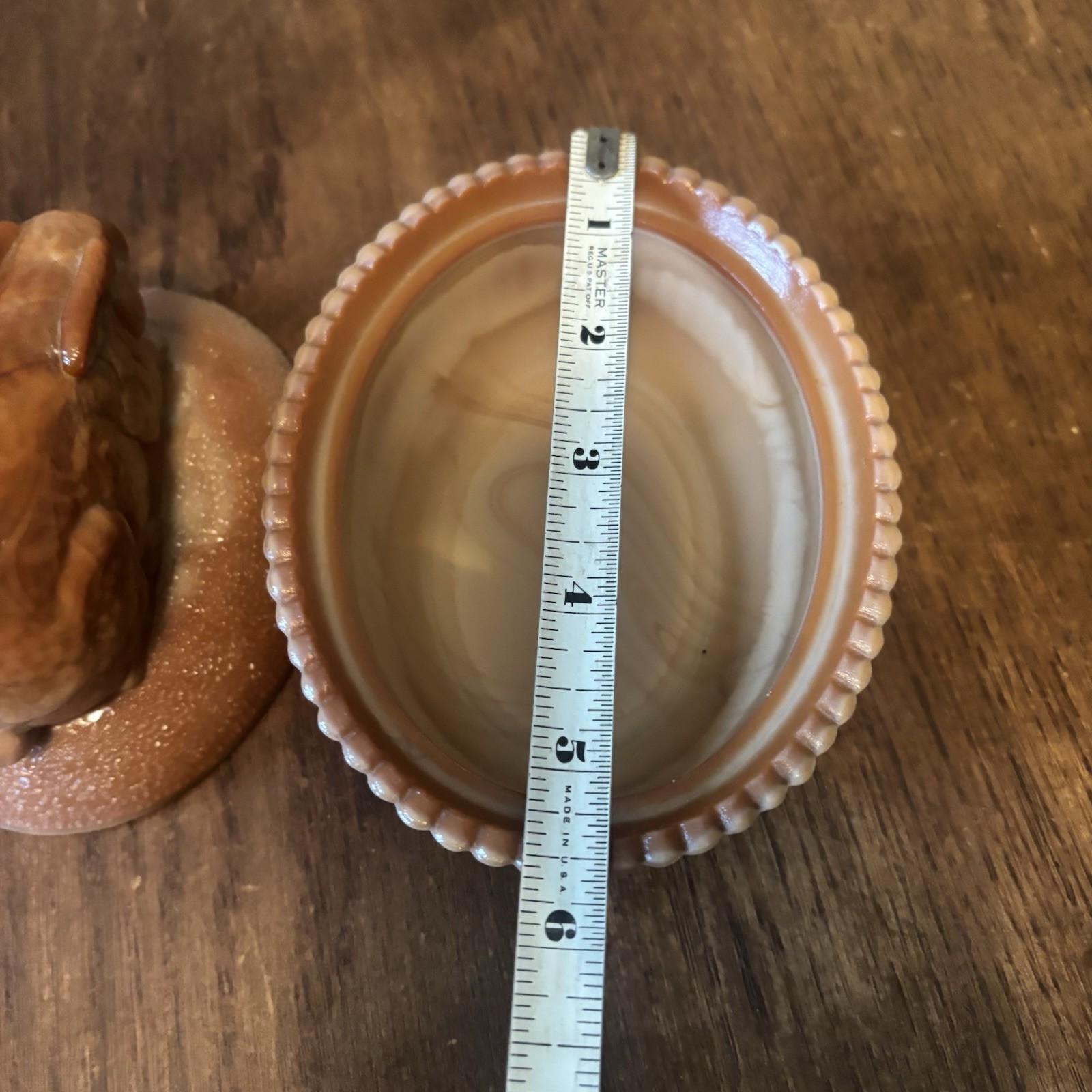 Summit Art Glass Rabbit Pony Chocolate Slag Caramel Covered Dish Flawless