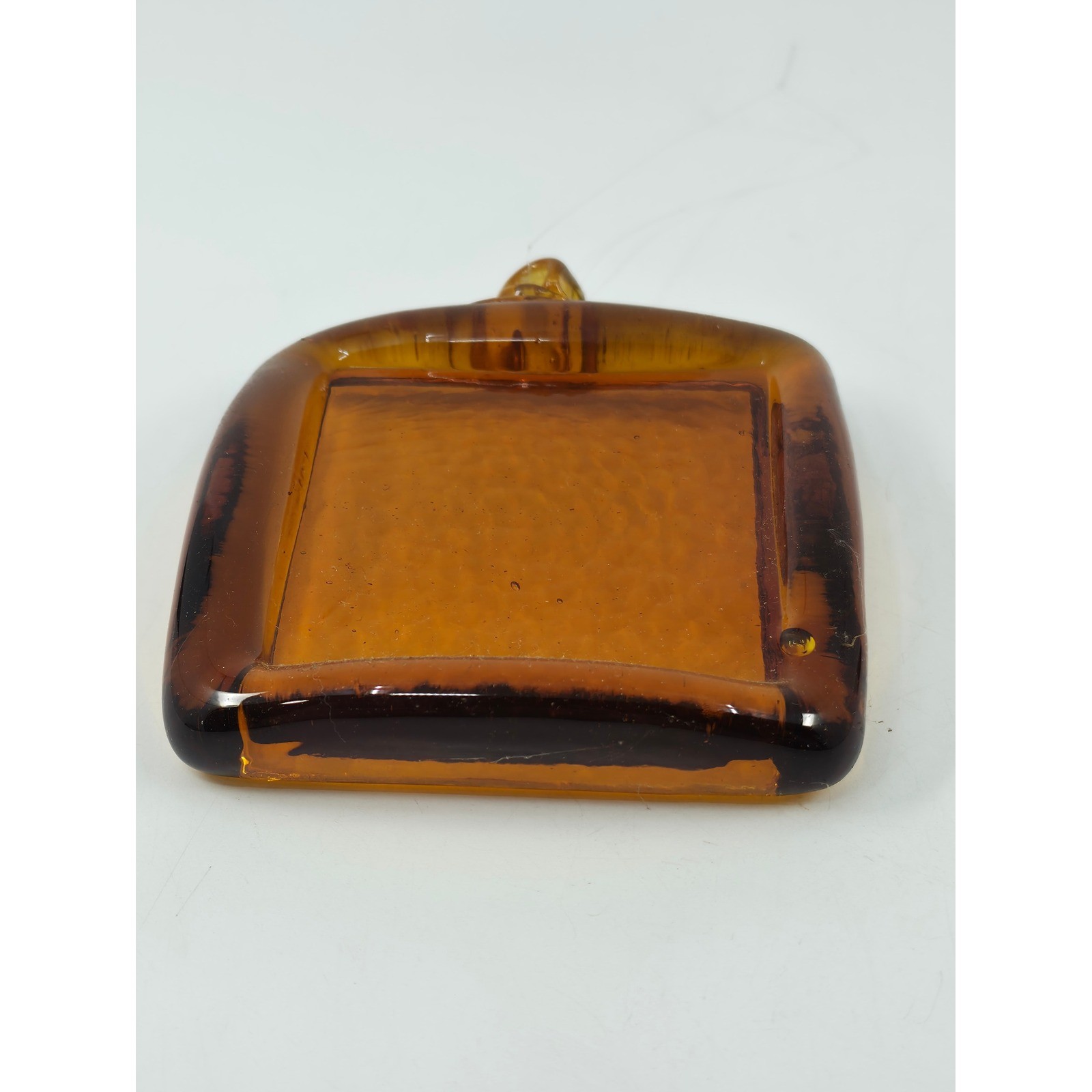 Kitras Art Glass Amber Square Suncatcher Ornament Textured Glass Decor 3.25in