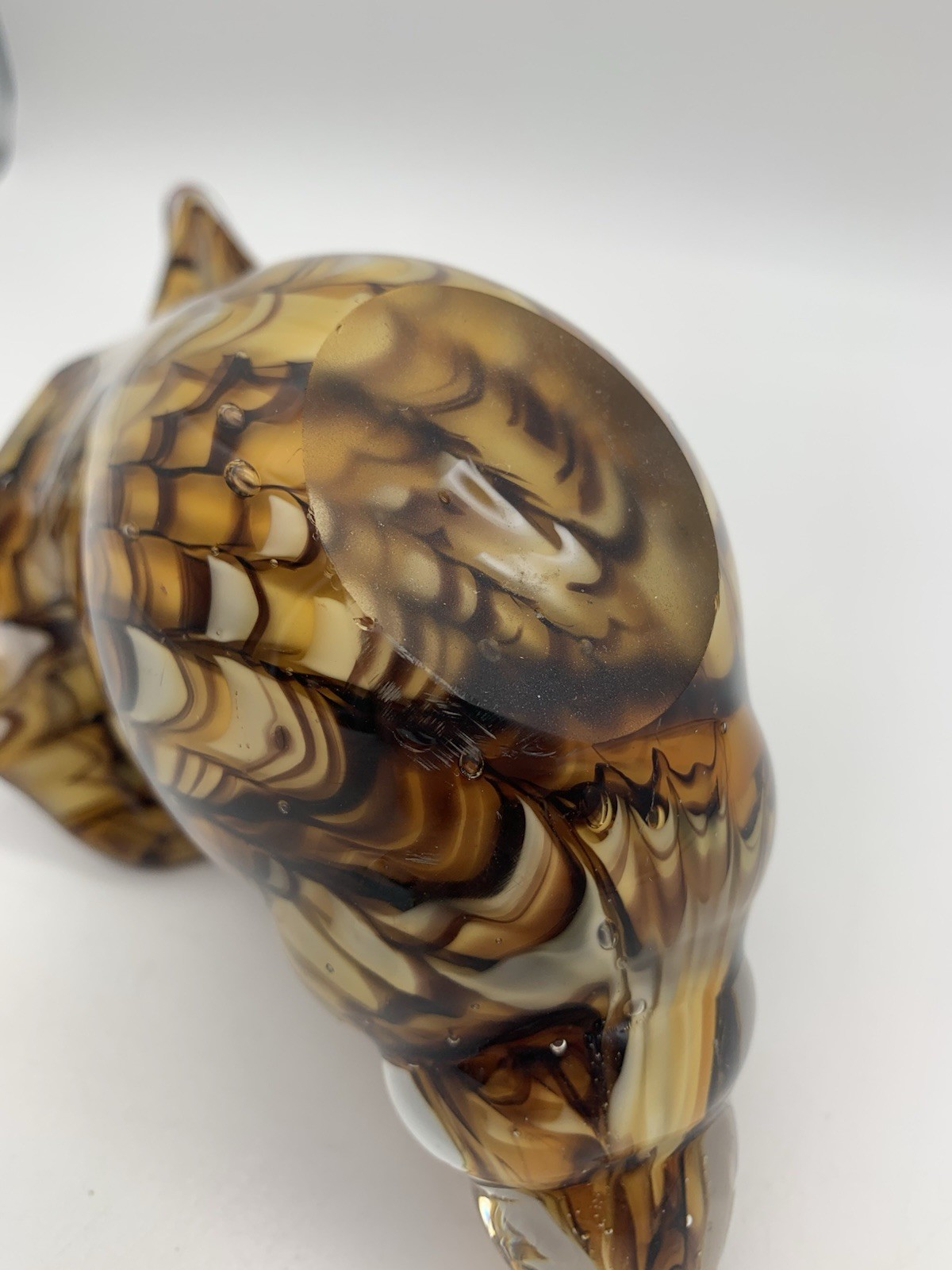 Blown Glass Conch Shell, Tiger Striped Sea Shell Blown Glass Sculpture