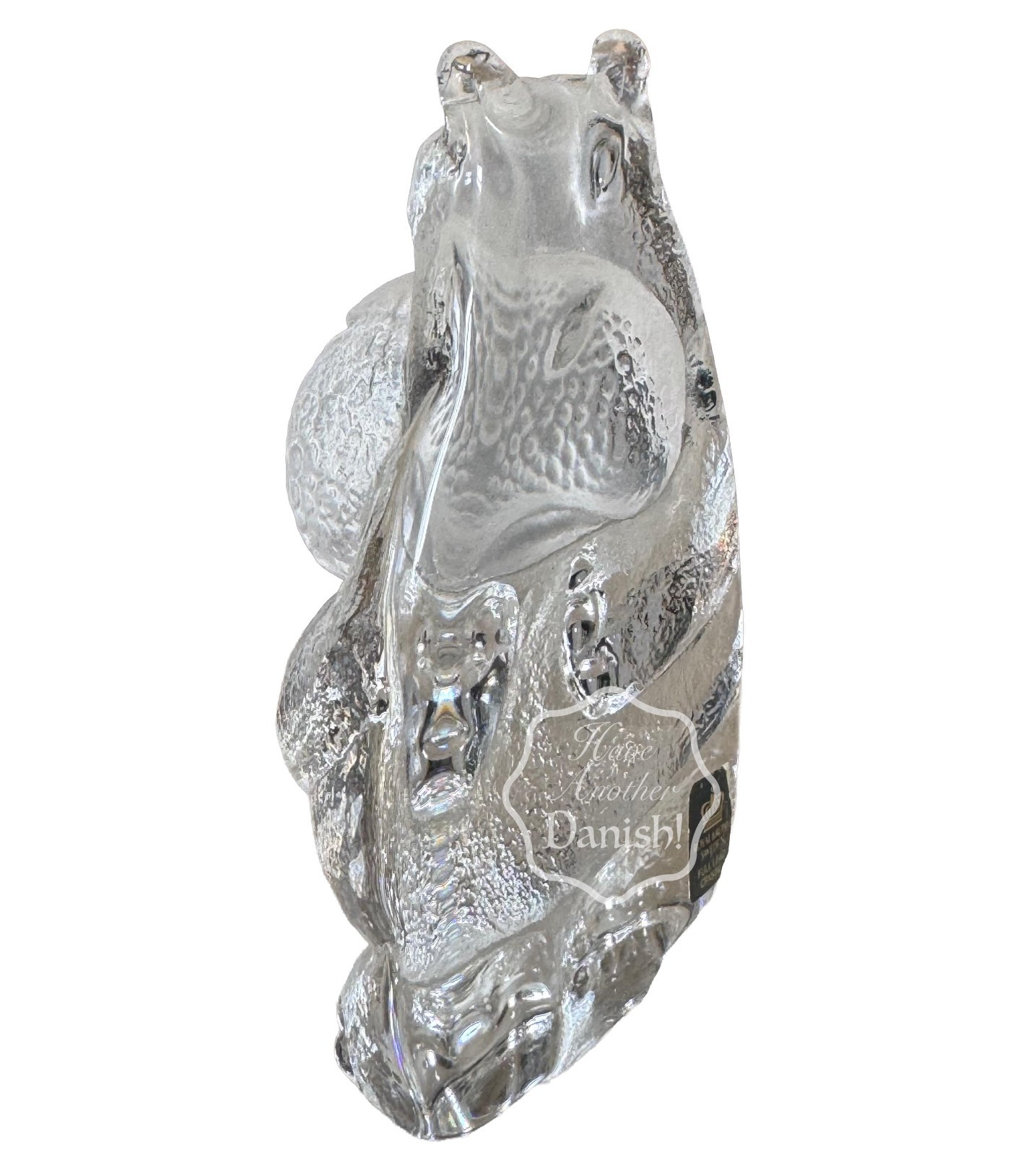 Sweden Glass Hippo Zoo Paperweight ROYAL KRONA Crystal Swedish 5”H Textured