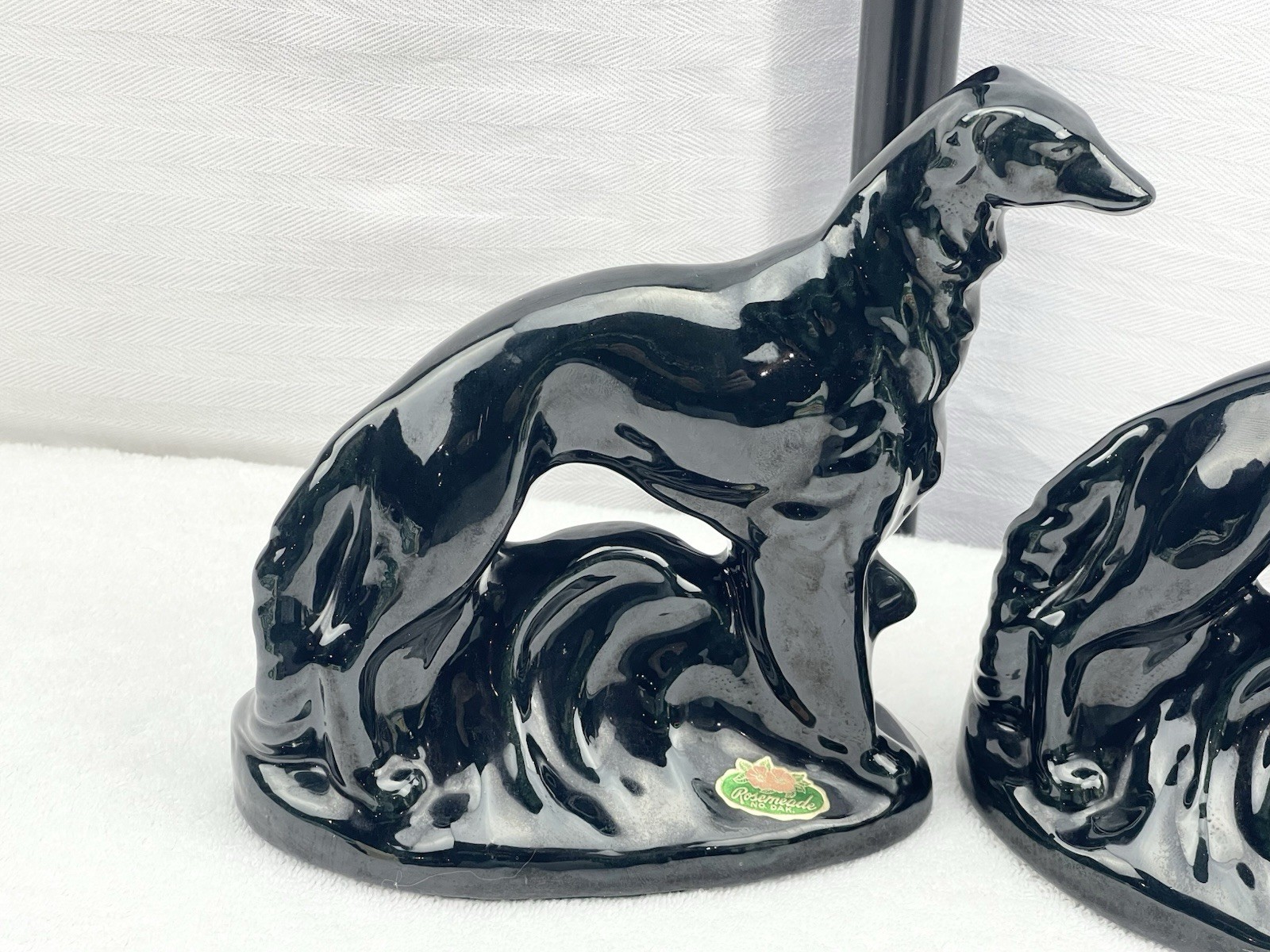 Vintage Rosemeade Black Wolfhound Pair Dogs 9” Long Beautiful Condition