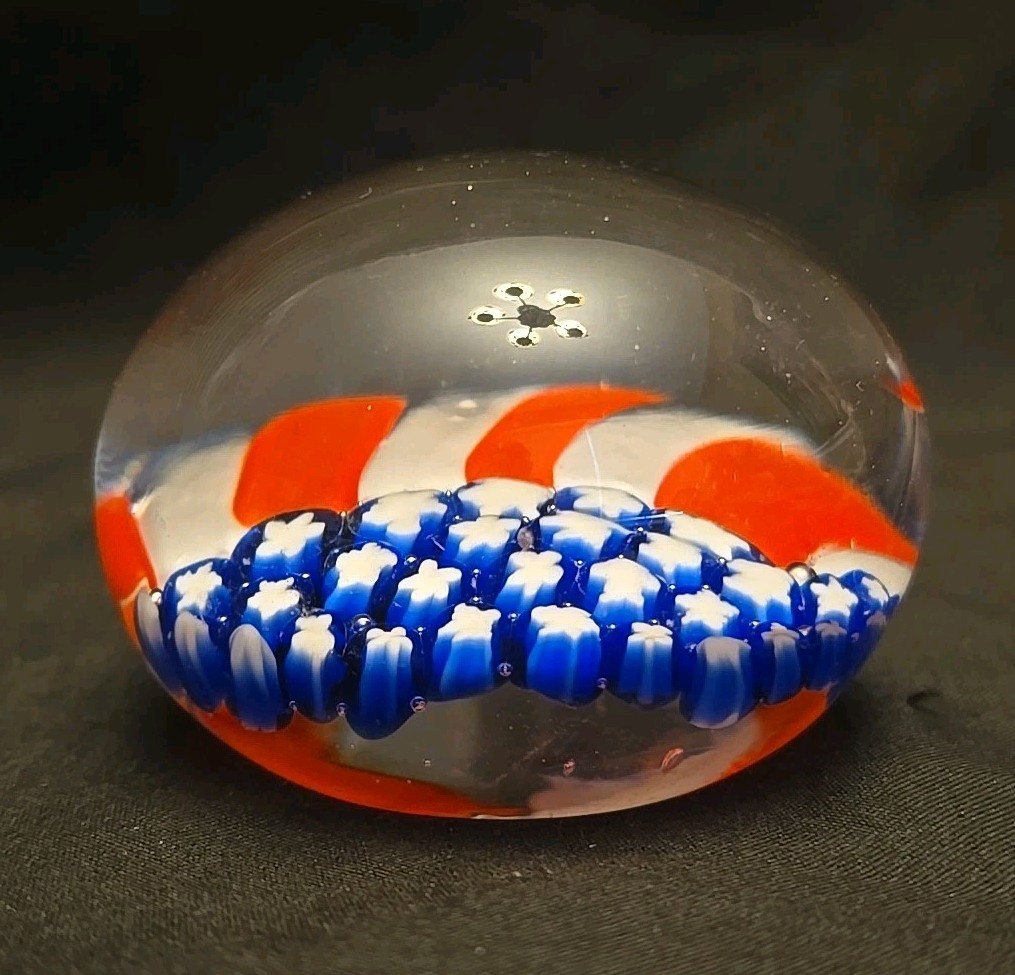 Old Glory American Flag Vintage Paperweight Glass Blown 3″ diameter Patriotic