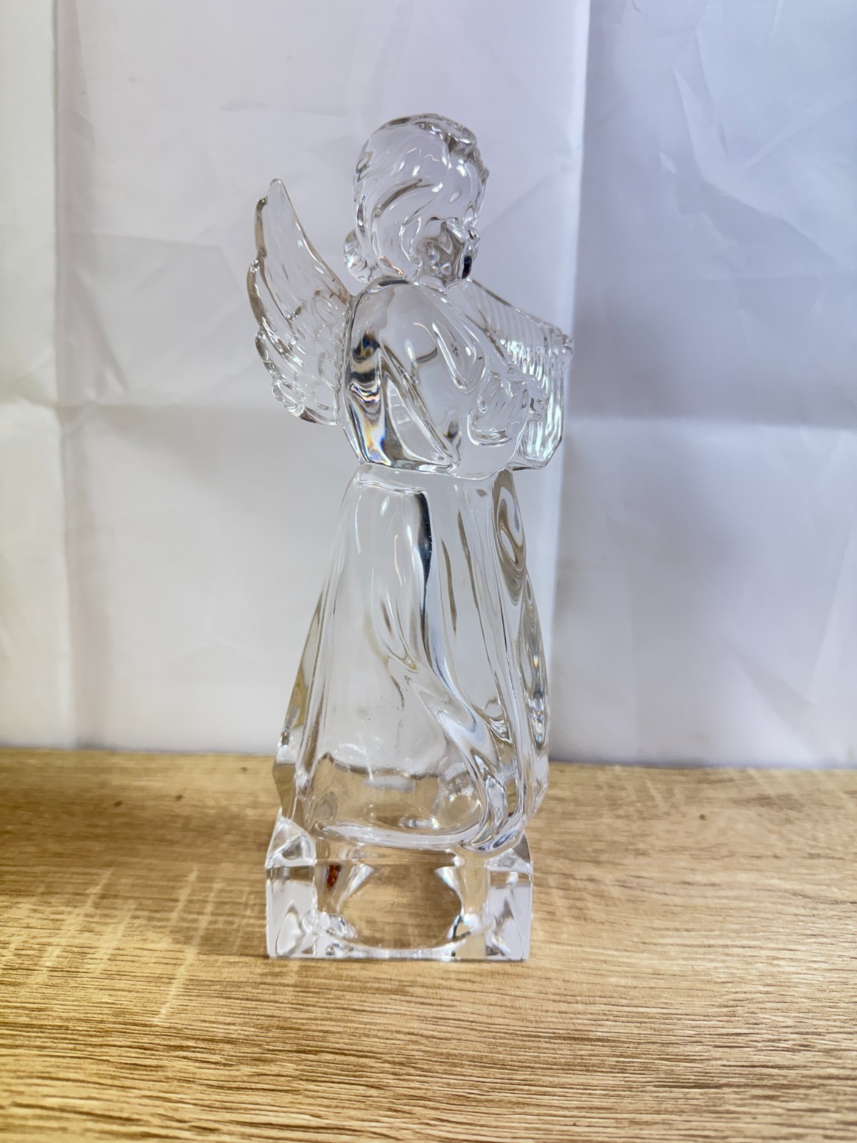 Vintage Mikasa Herald Collection Glass Angel with Harp Figurine Germany Crystal